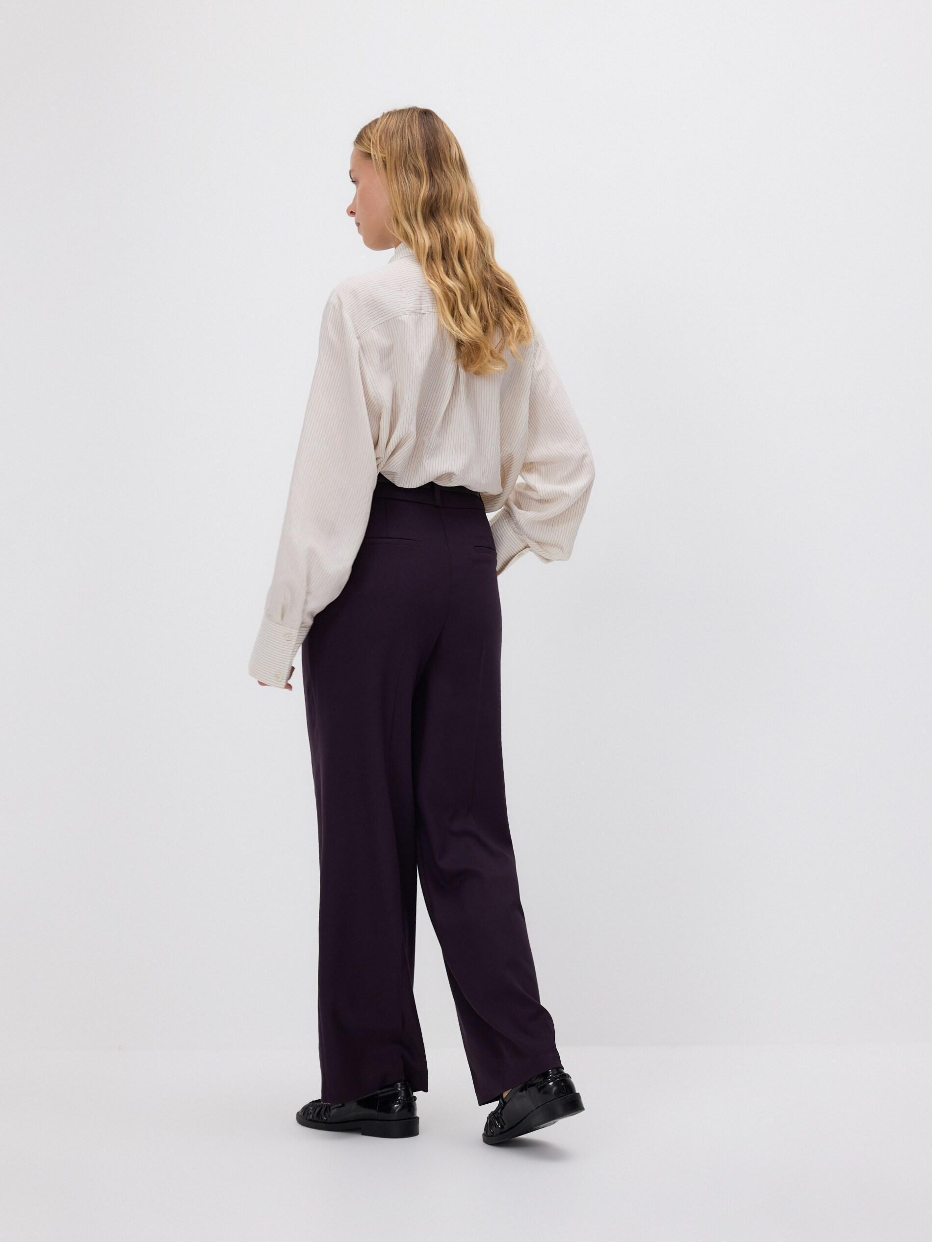 Purple Trousers With Tie Waist Belt, Purple, large image number 1
