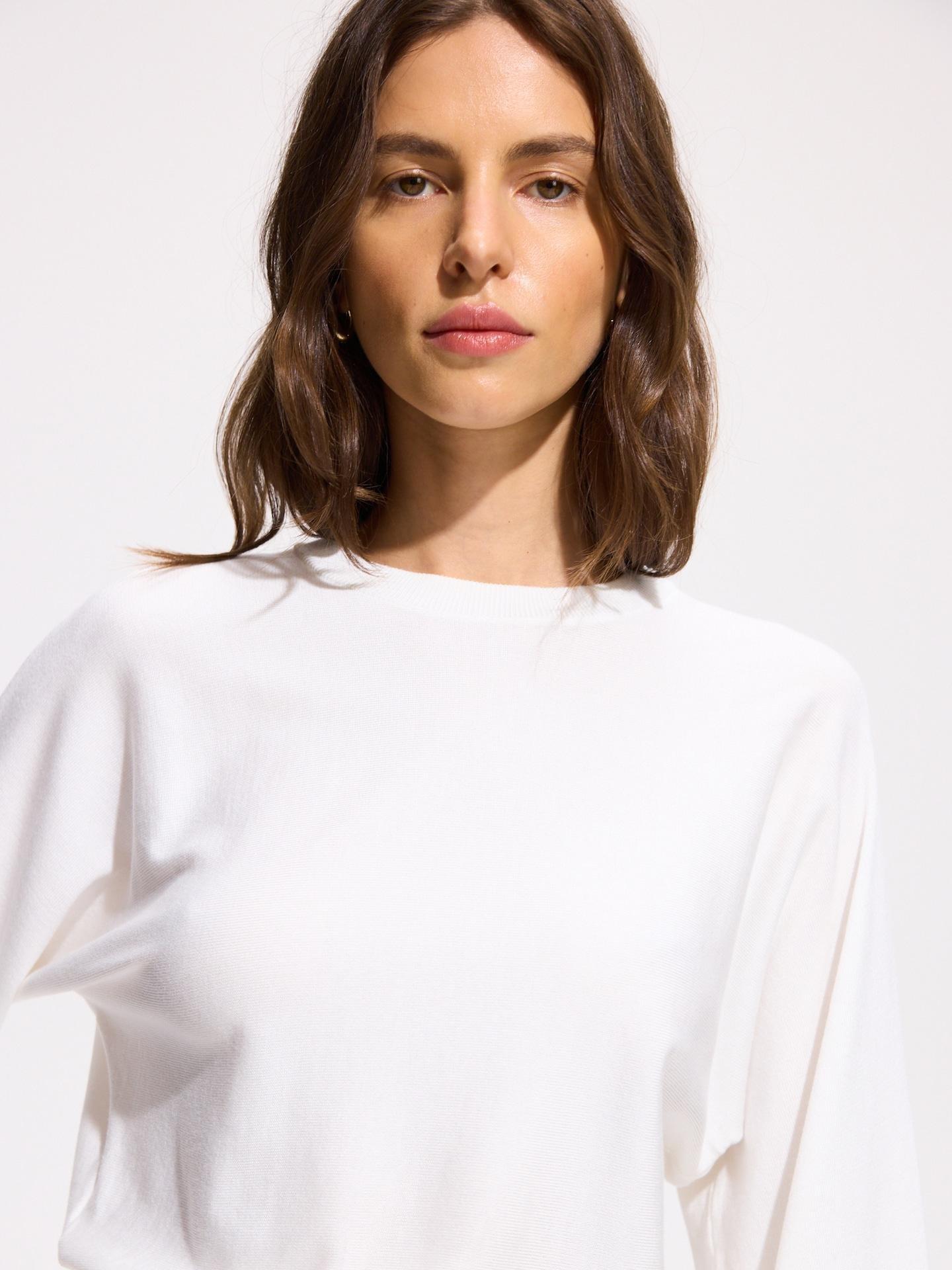 Cream Sweater With Lyocell, Ivory, large image number 0