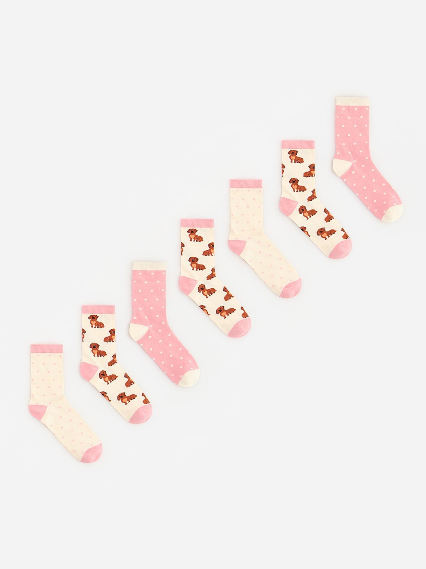 Multicolour Cotton Socks 7 Pack, Multicolor, medium