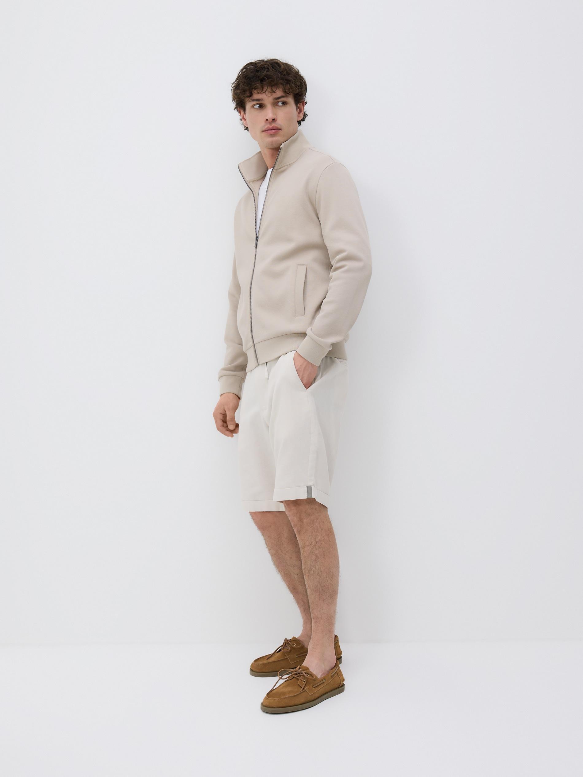 Beige Regular Shorts With Linen Blend, Beige, medium