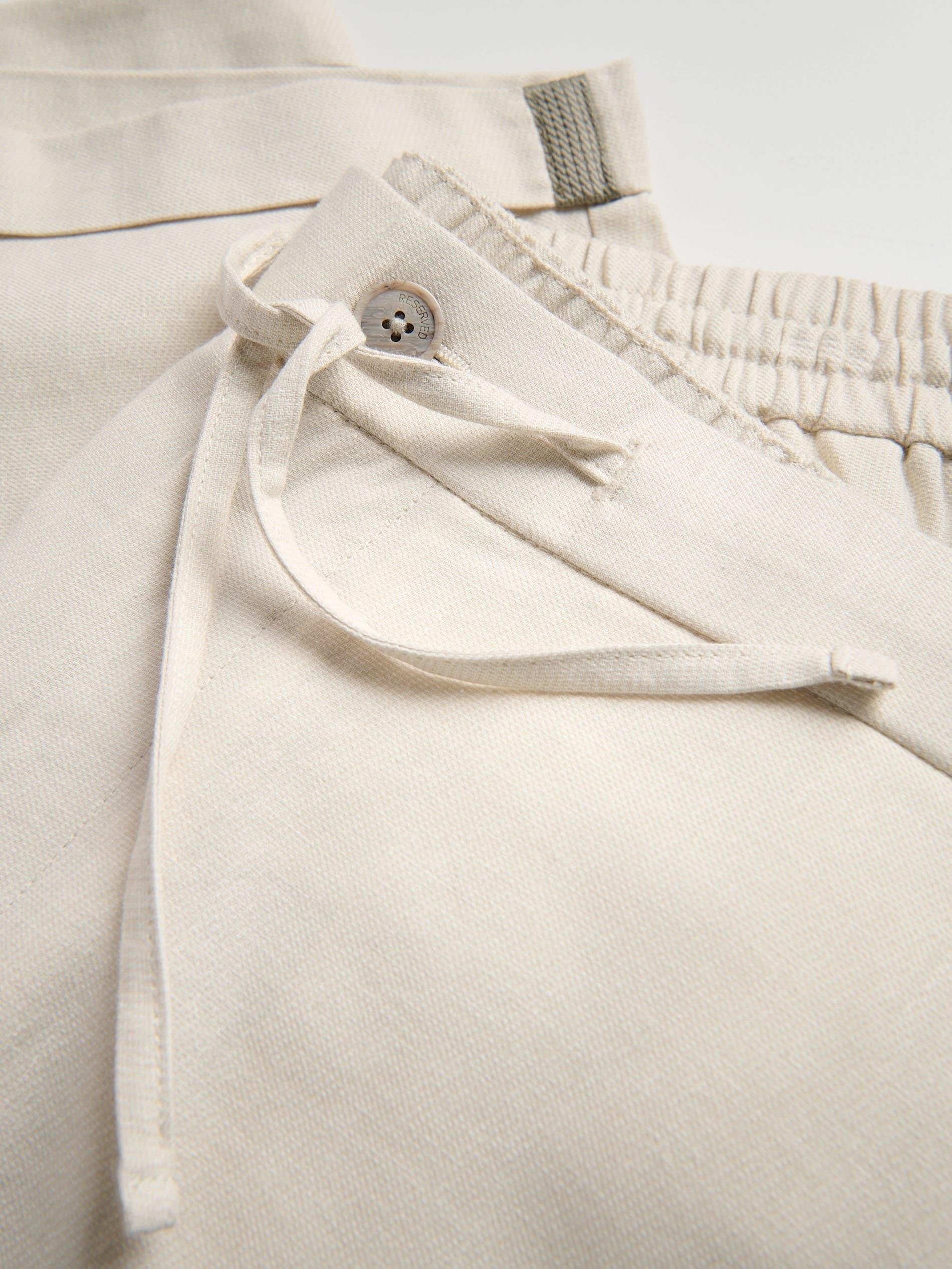 Beige Regular Shorts With Linen Blend, Beige, large image number 5