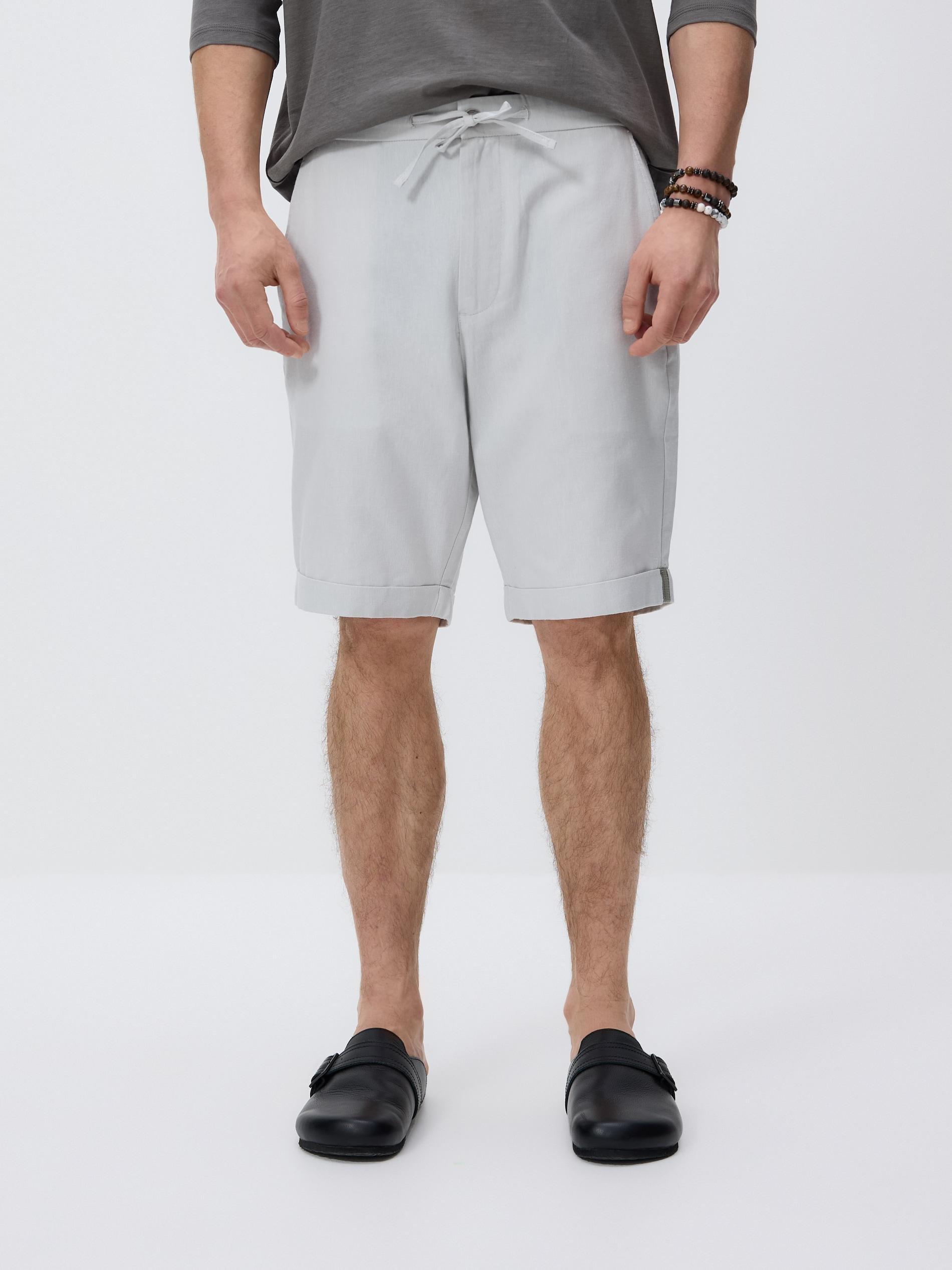 Grey Regular Shorts With Linen Blend, Light grey, large image number 0