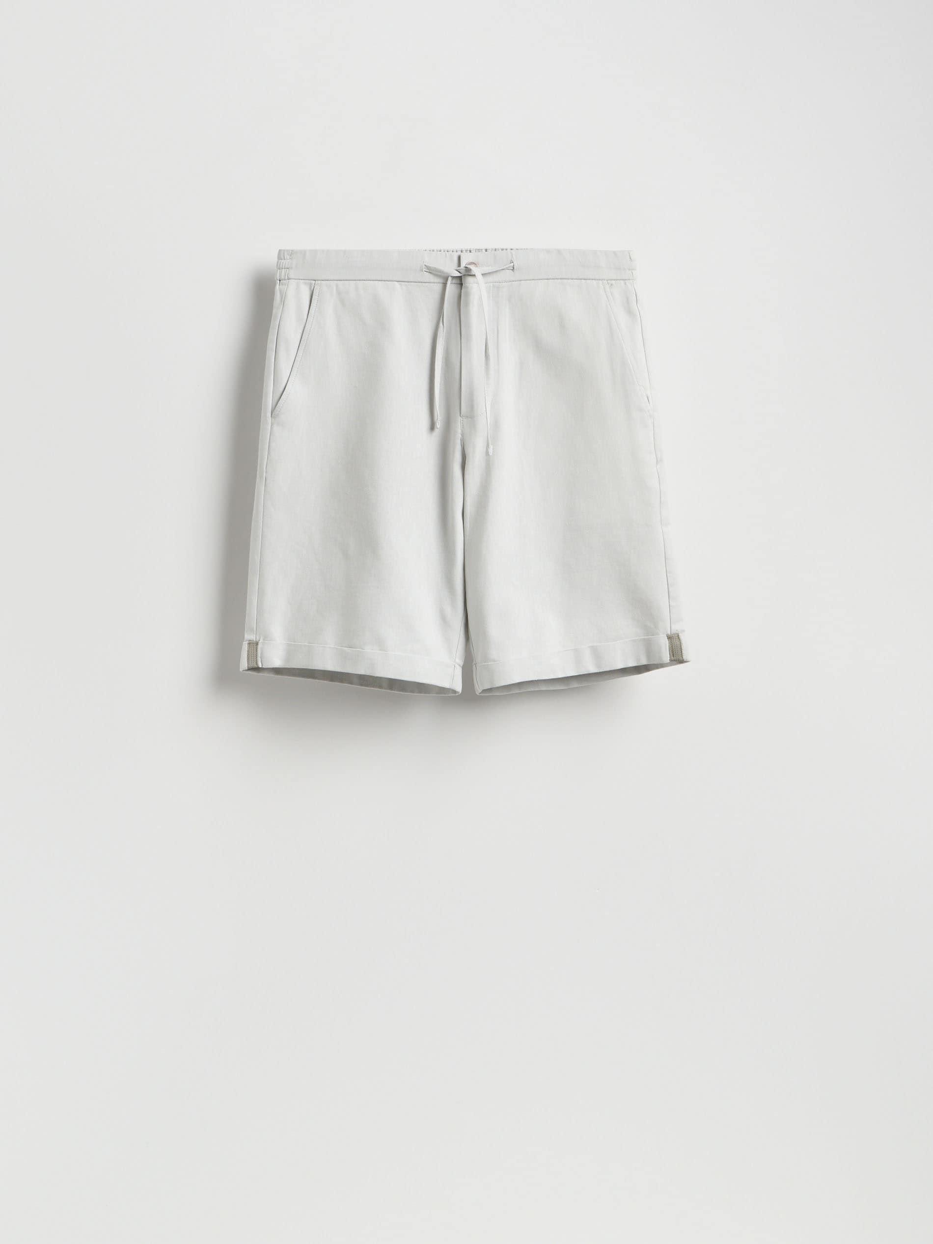 Grey Regular Shorts With Linen Blend, Light grey, large image number 4