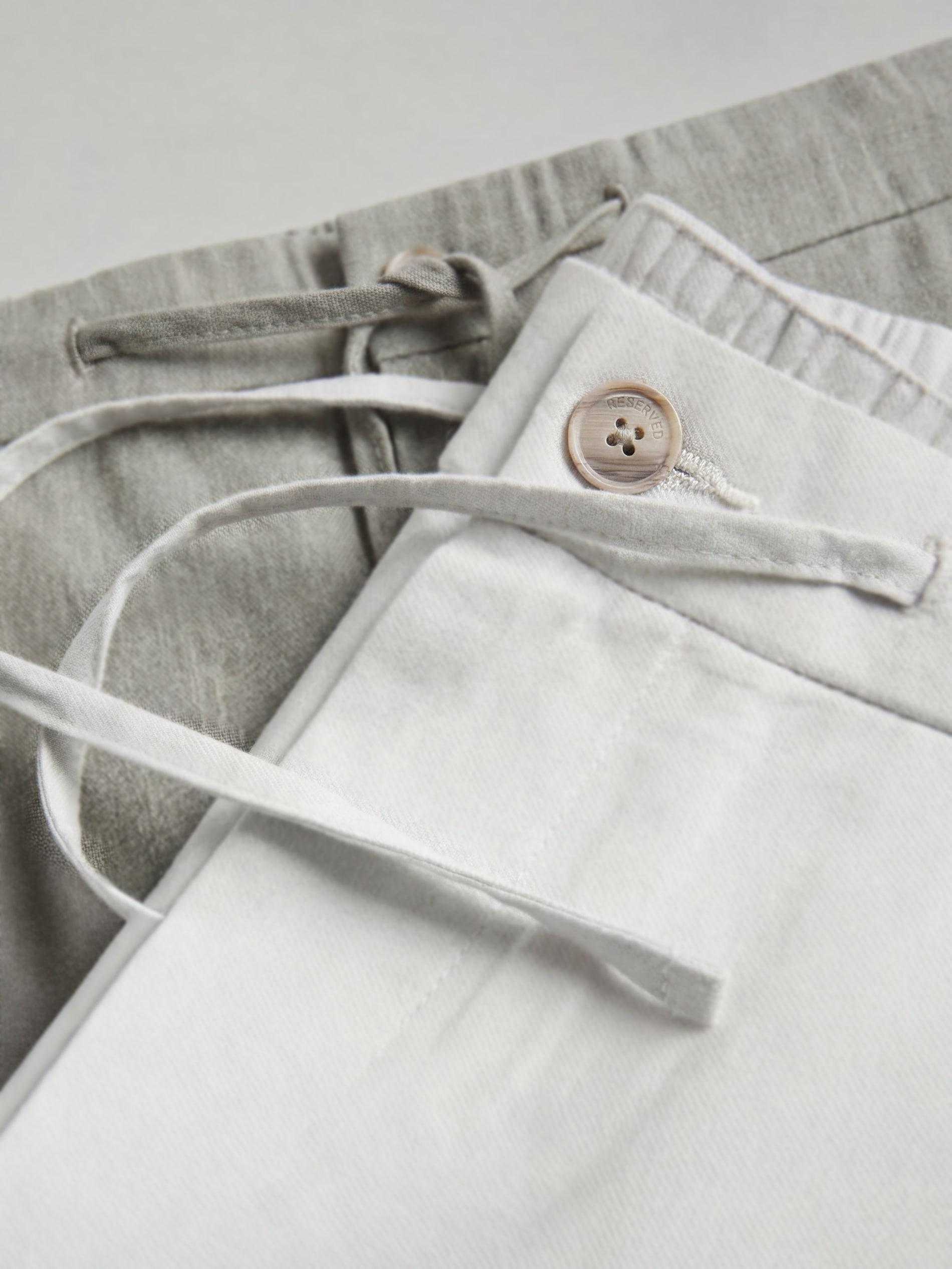 Grey Regular Shorts With Linen Blend, Light grey, large image number 7