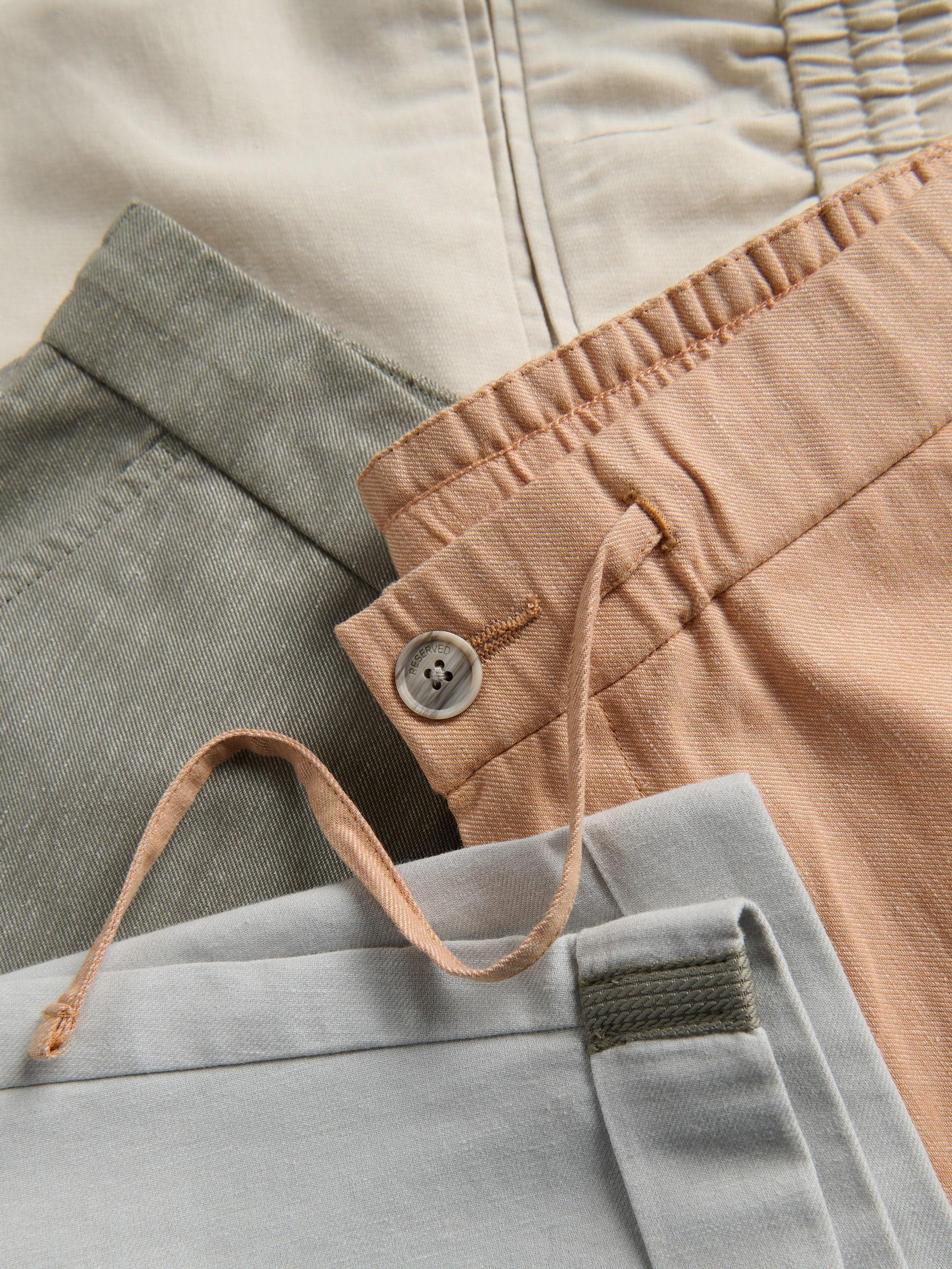 Green Regular Shorts With Linen Blend, Green, large image number 2