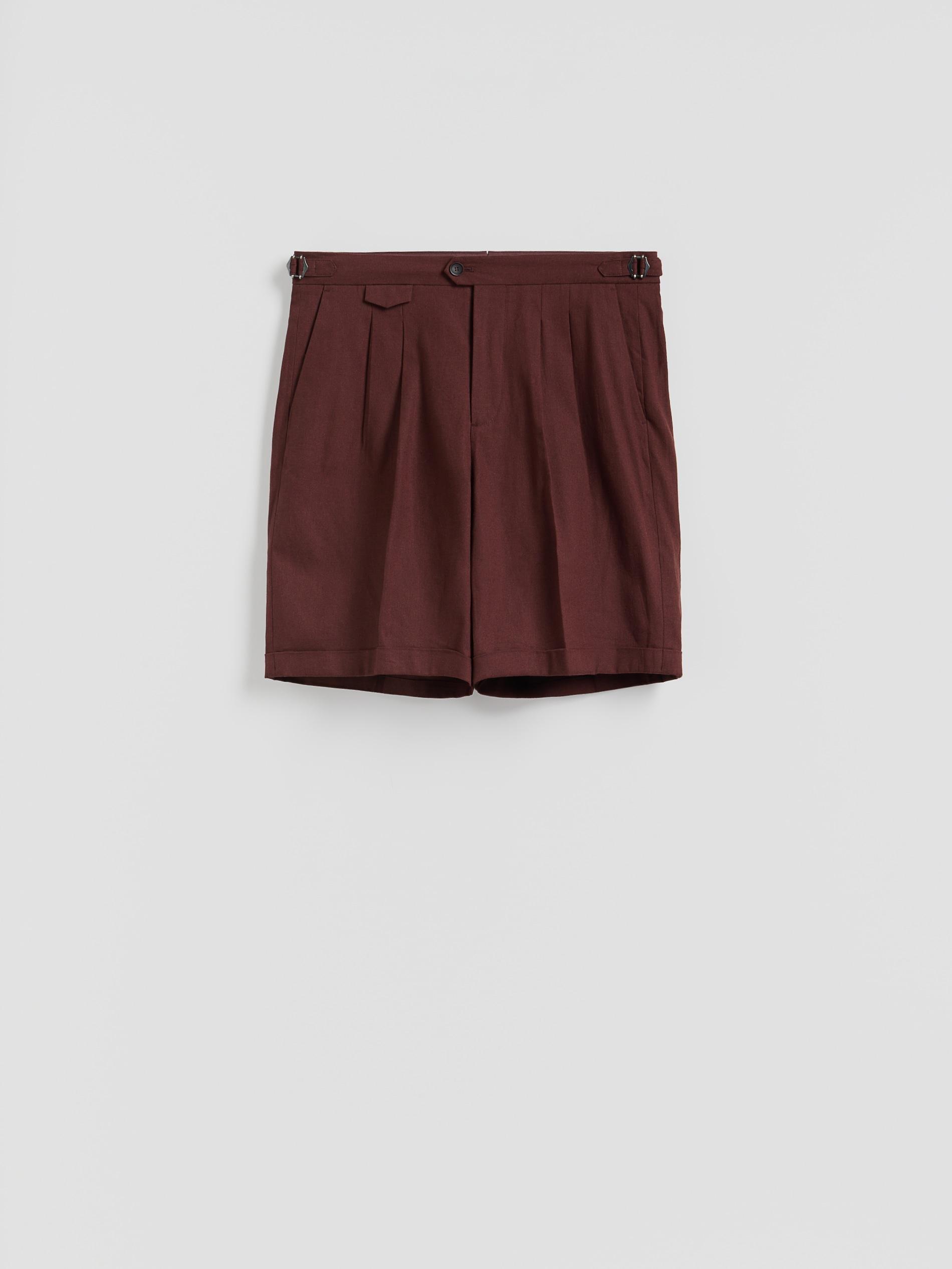 Brown Linen Rich Chino Shorts, Brown, large image number 3