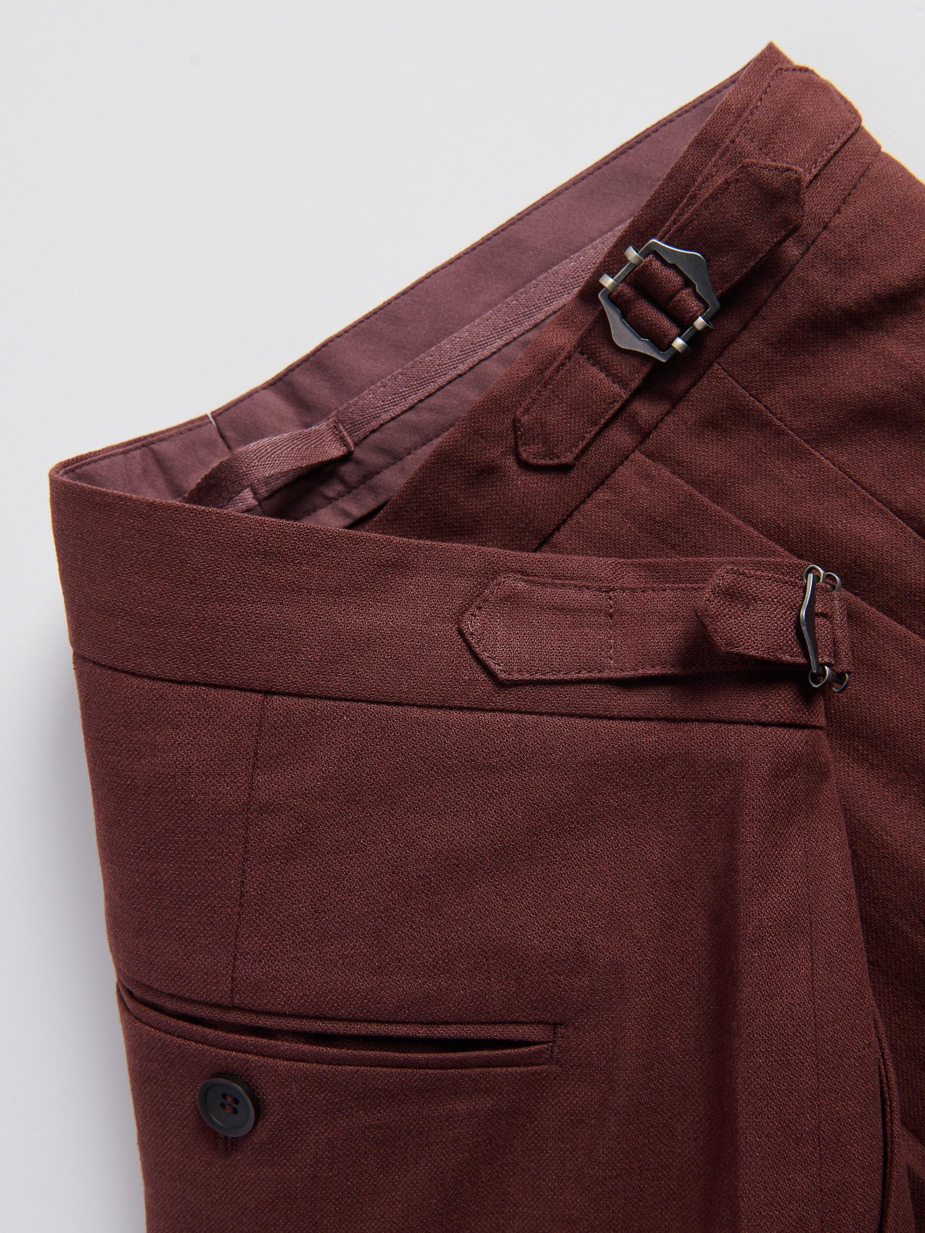 Brown Linen Rich Chino Shorts, Brown, large image number 4