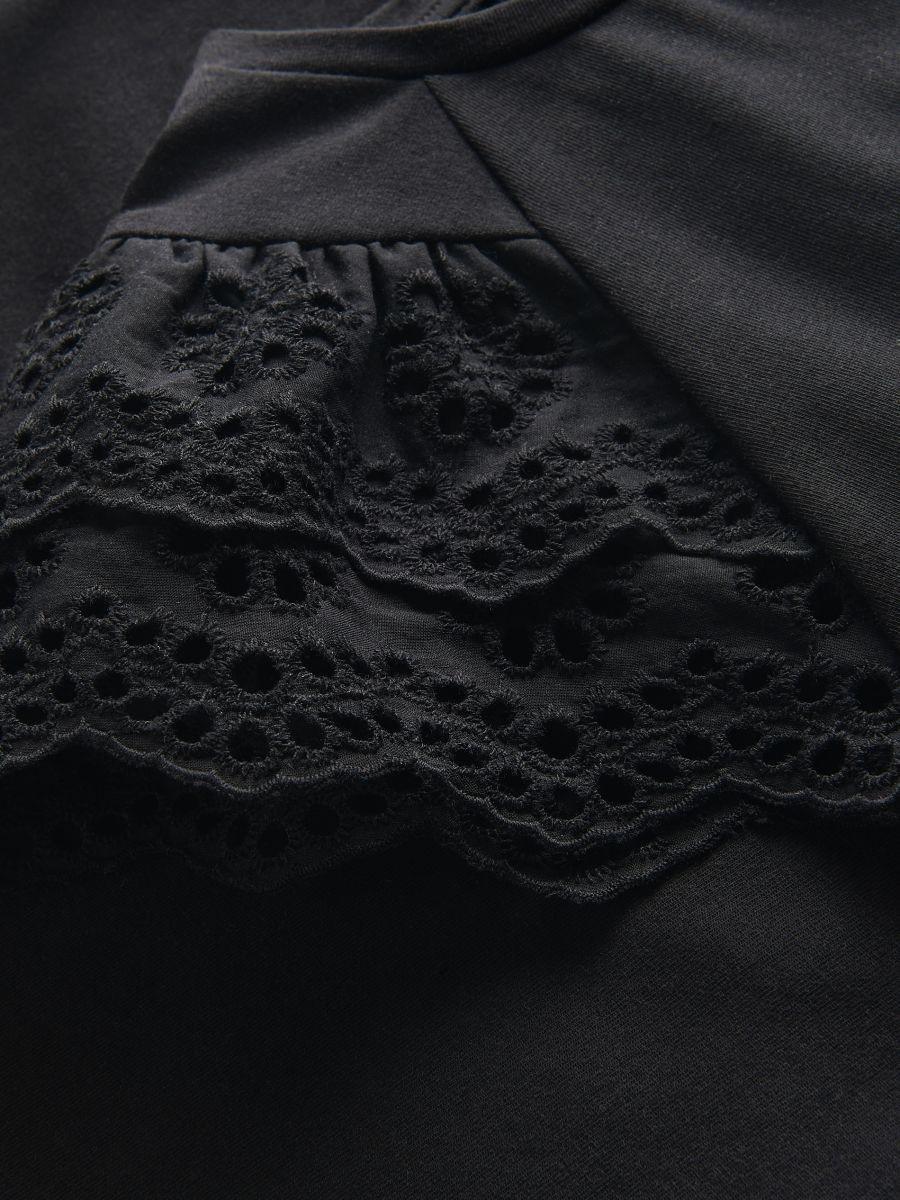 Black Blouse With English Embroidery On The Sleeves, , large image number 1
