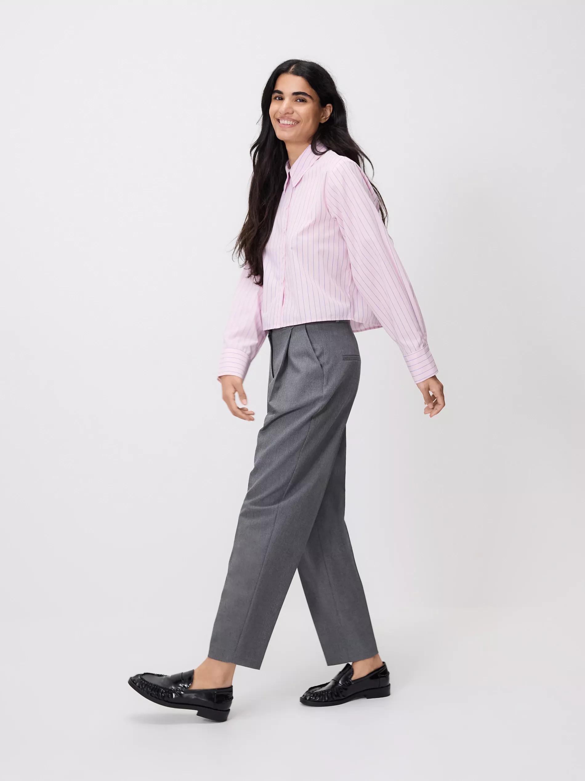 Grey Cigarette Trousers With Belt, Grey, large image number 0