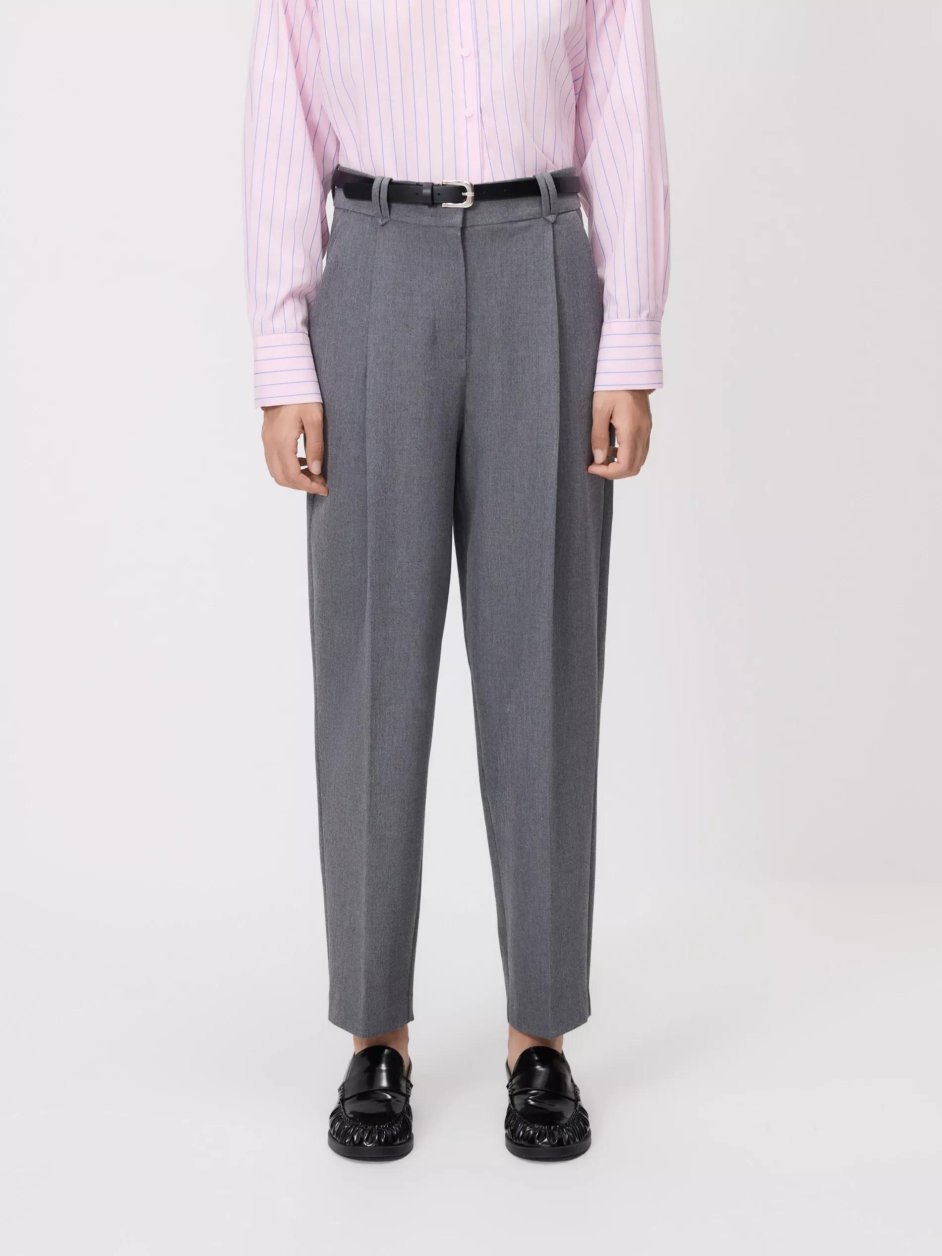 Grey Cigarette Trousers With Belt, Grey, large image number 1
