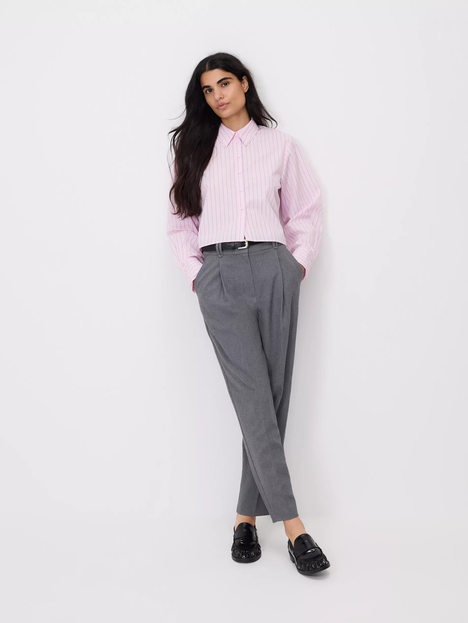 Grey Cigarette Trousers With Belt, Grey, large image number 2