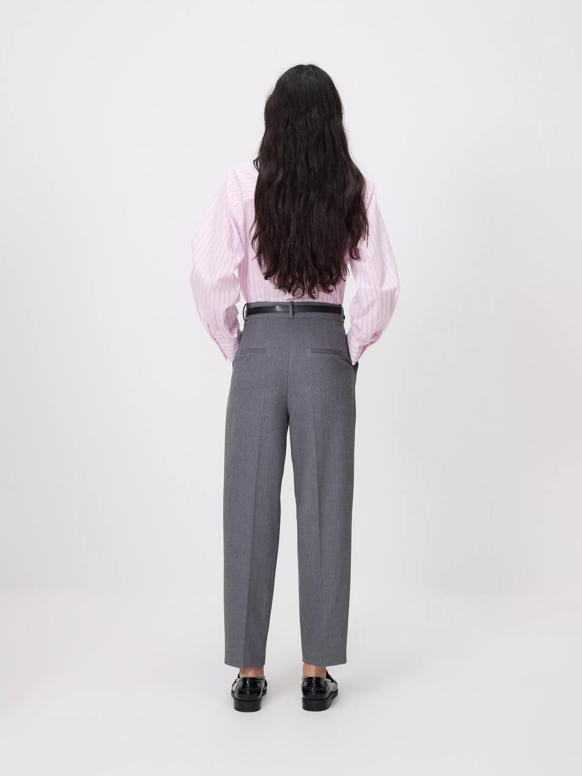 Grey Cigarette Trousers With Belt, Grey, large image number 3