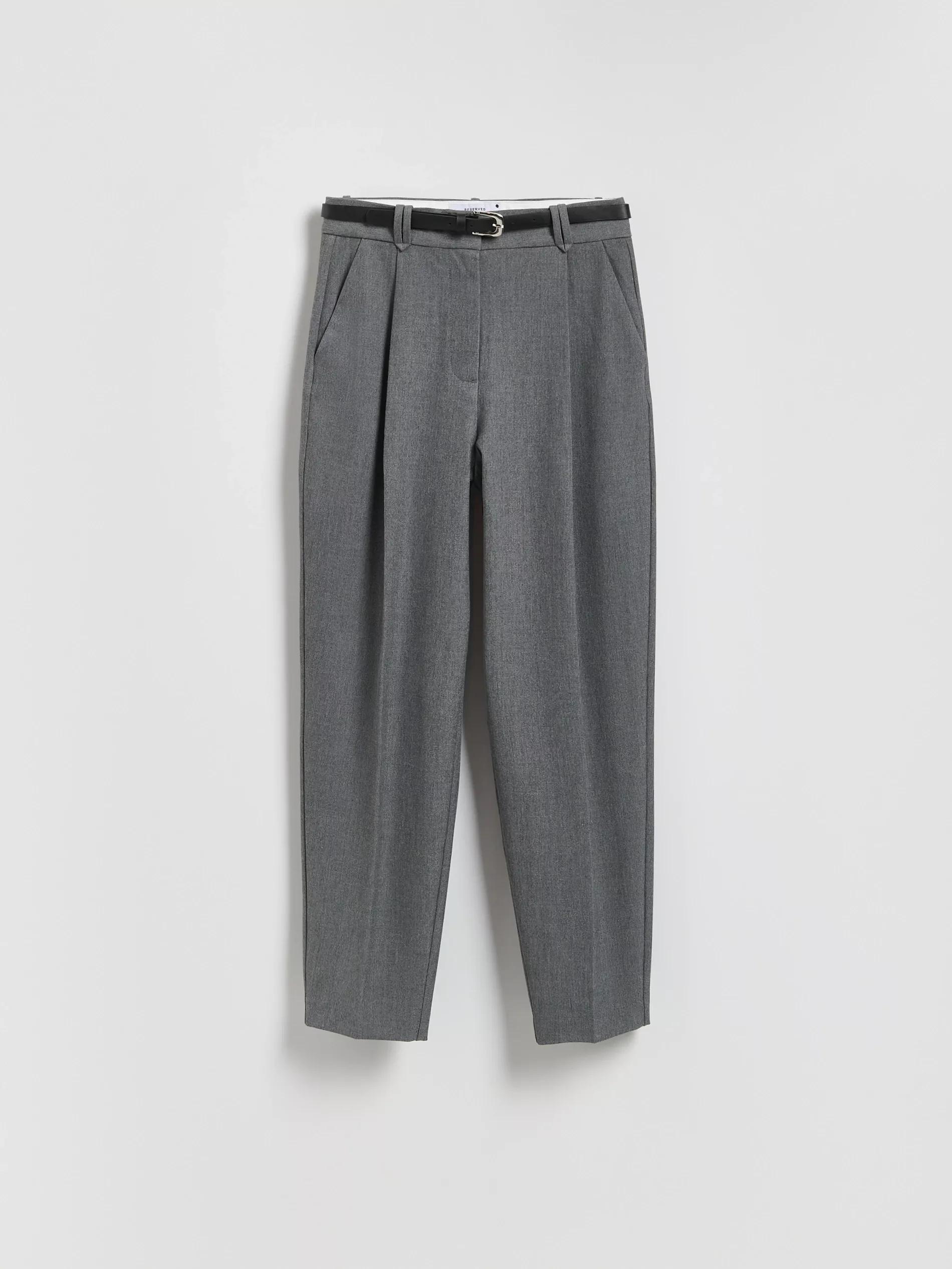 Grey Cigarette Trousers With Belt, Grey, large image number 4