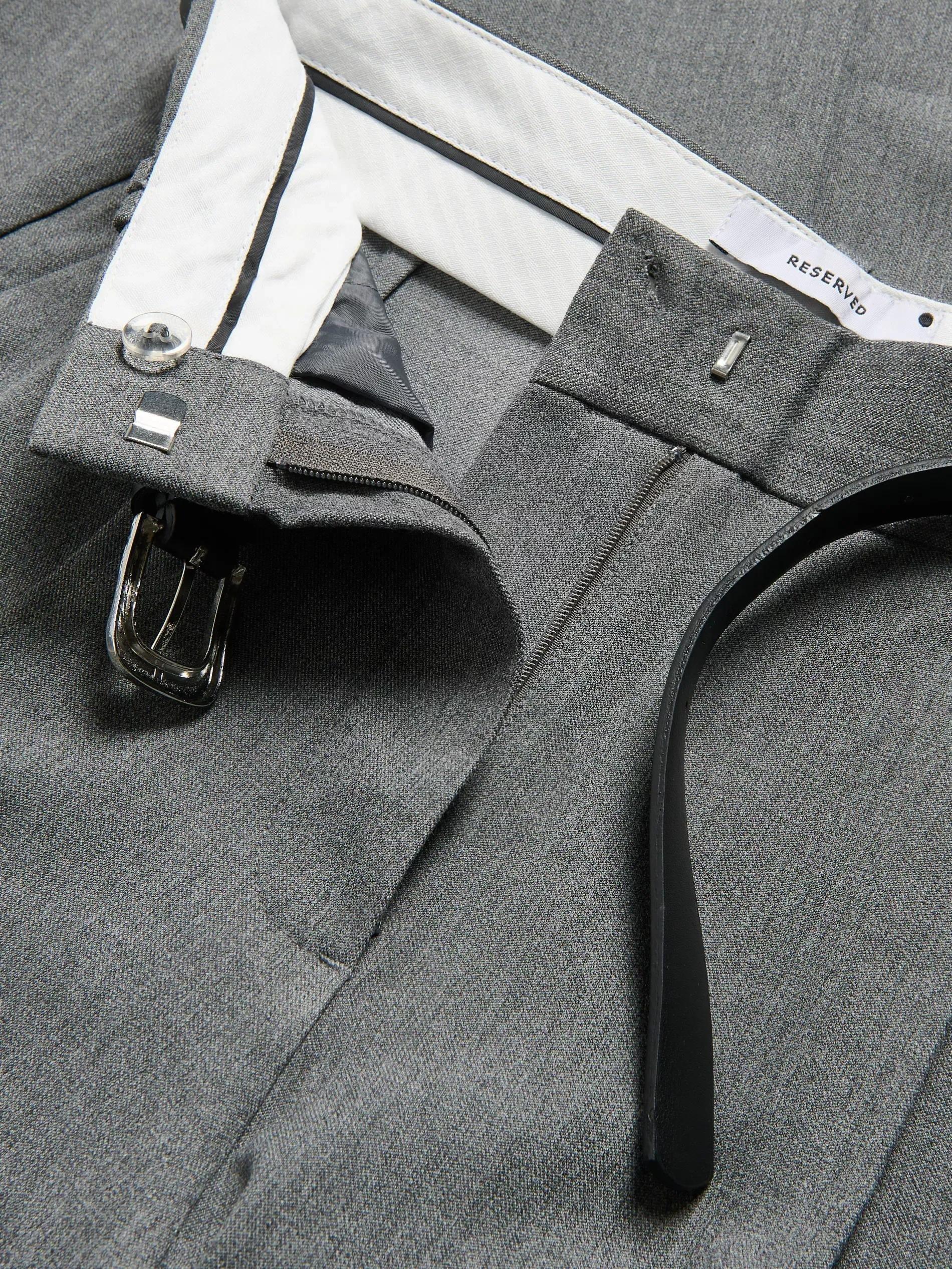 Grey Cigarette Trousers With Belt, Grey, large image number 5