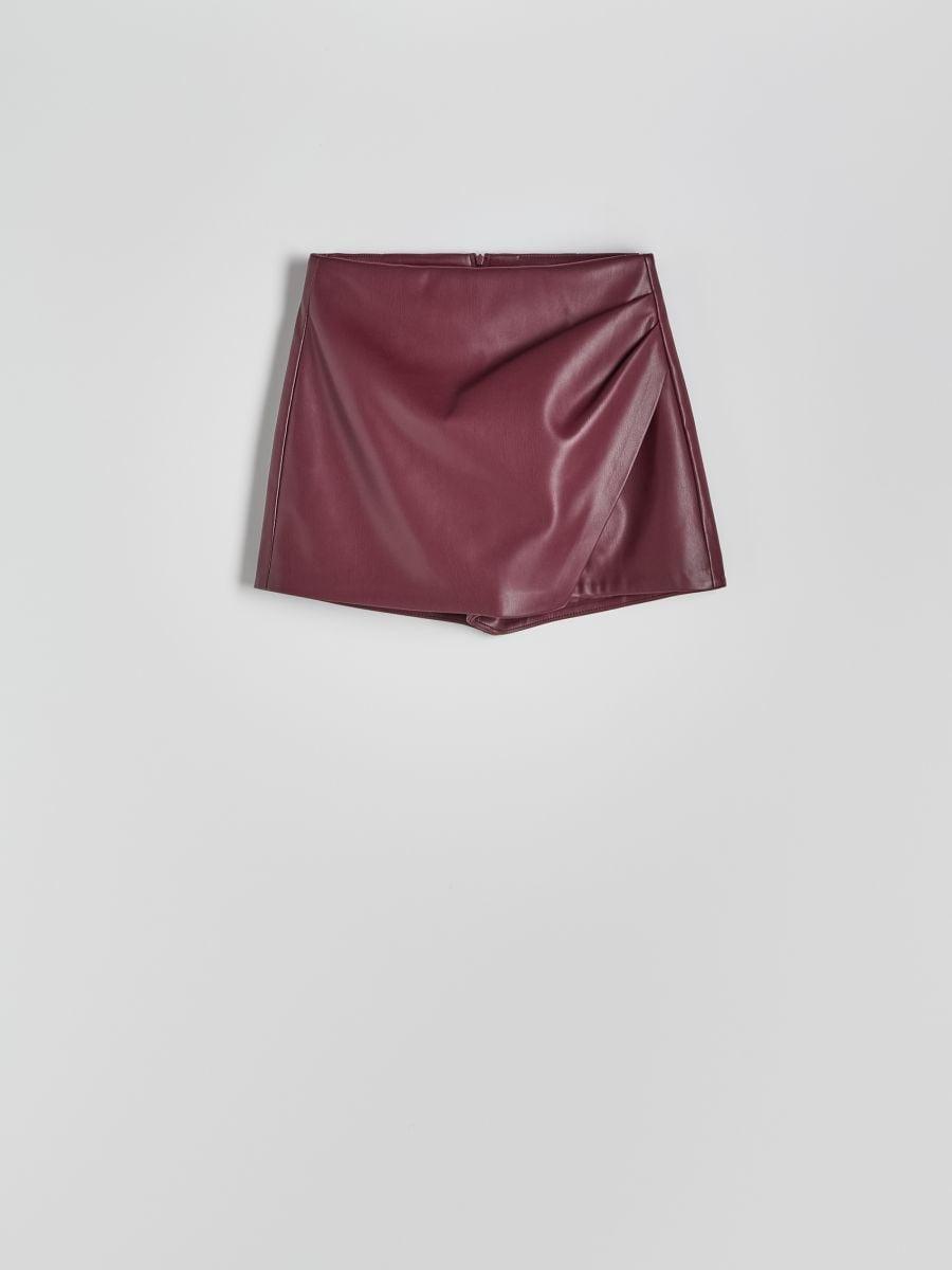 Maroon Eco Leather Tennis Skirt, , large image number 2