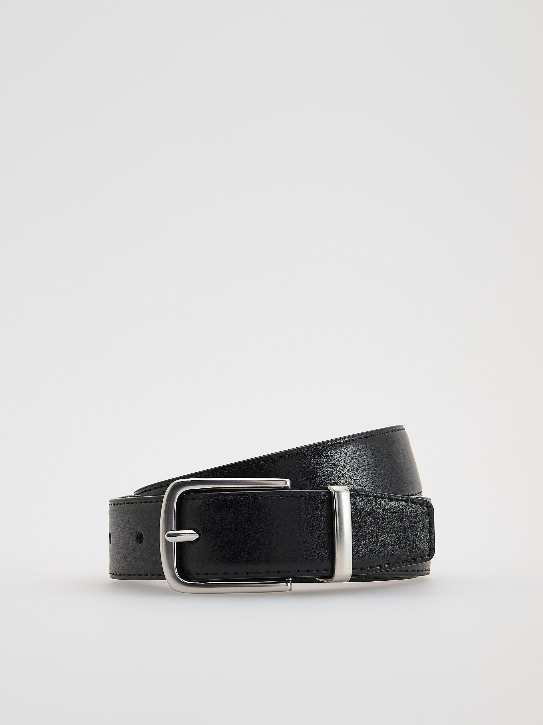 Black Leather Rich Belt, Black, medium