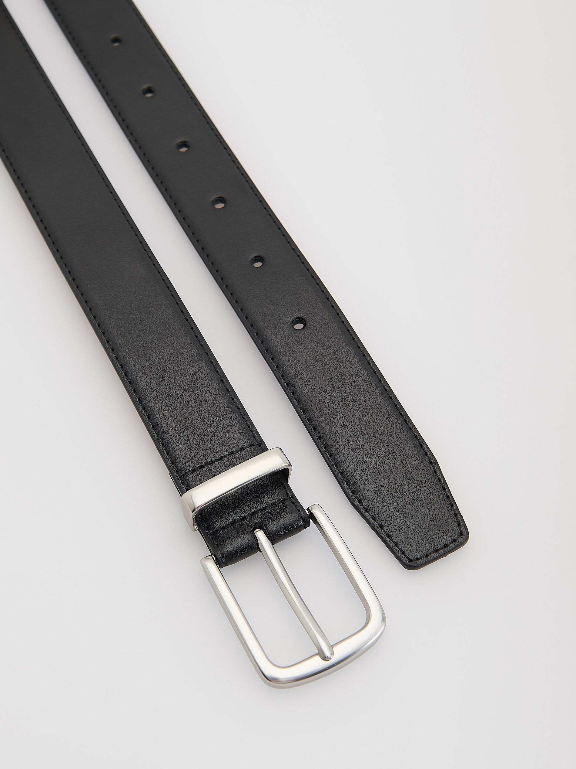 Black Leather Rich Belt, Black, large image number 1