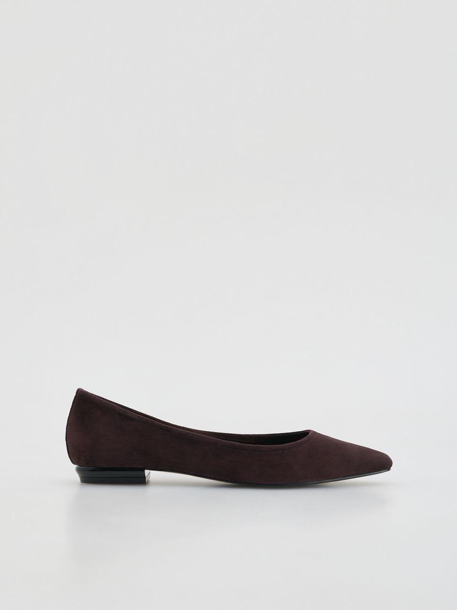 Brown Suede Ballerinas, Brown, medium