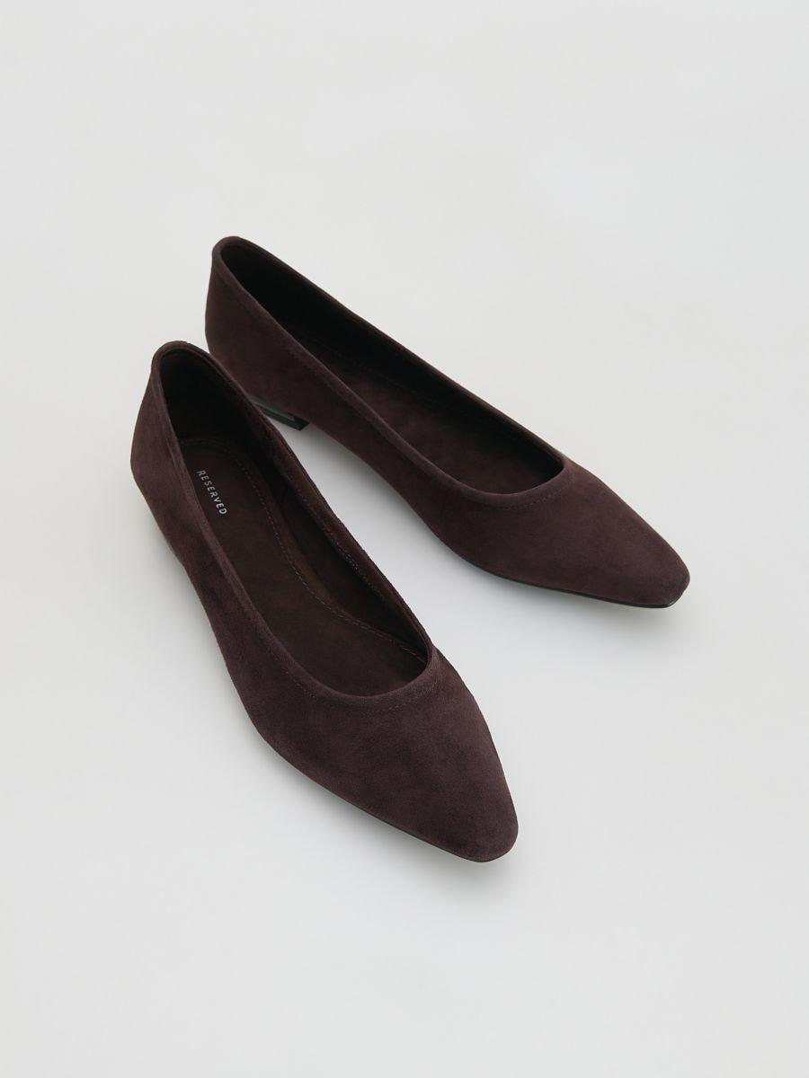 Brown Suede Ballerinas, Brown, medium