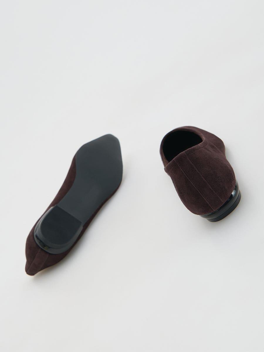 Brown Suede Ballerinas, Brown, medium
