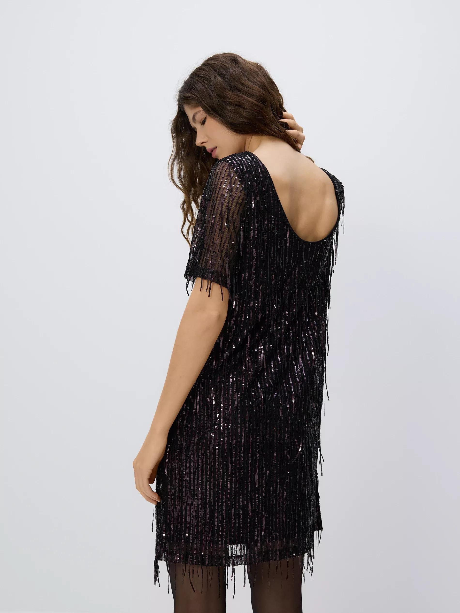 Purple Sequin Mini Dress, Purple, large image number 1