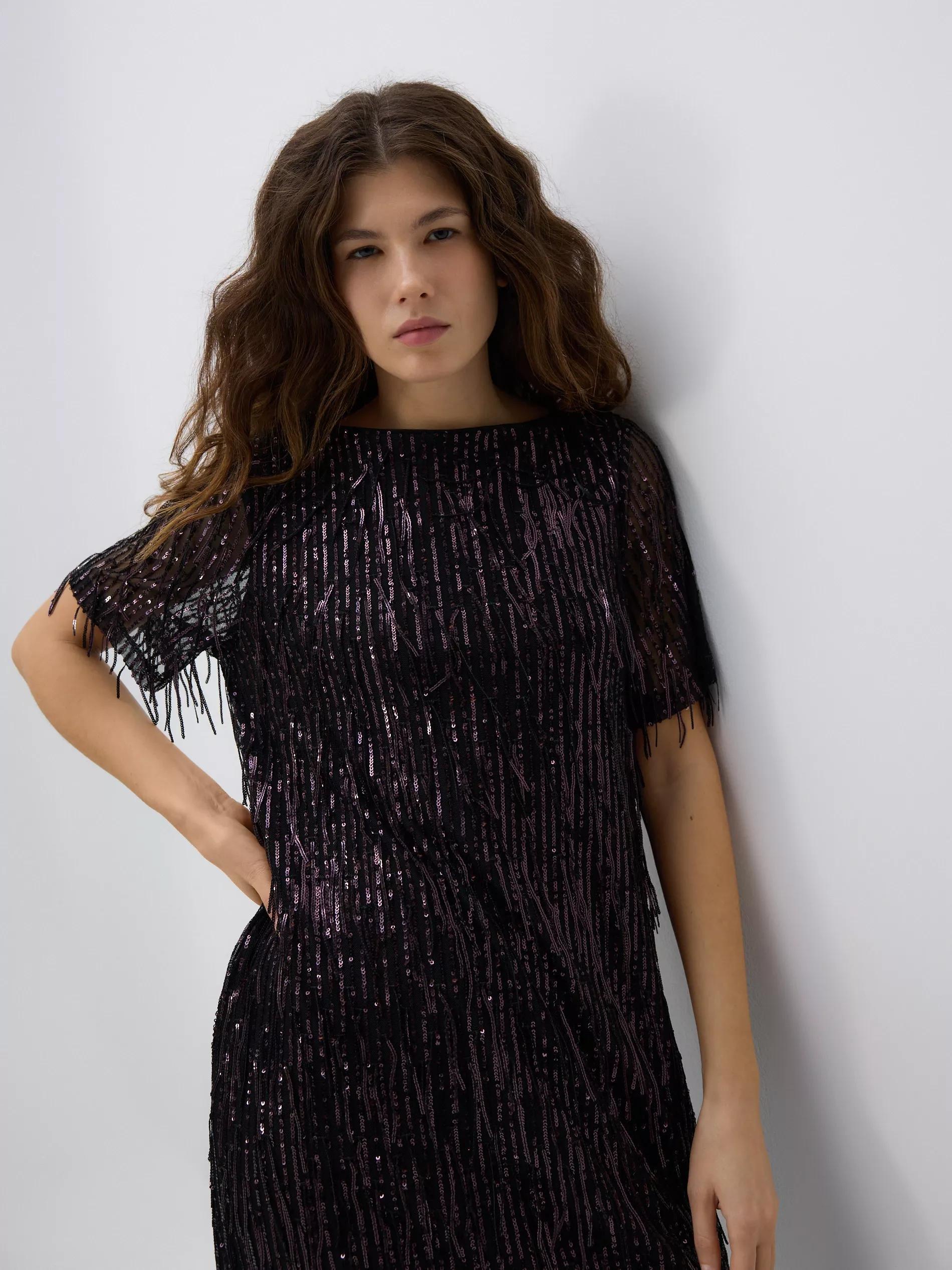 Purple Sequin Mini Dress, Purple, large image number 2