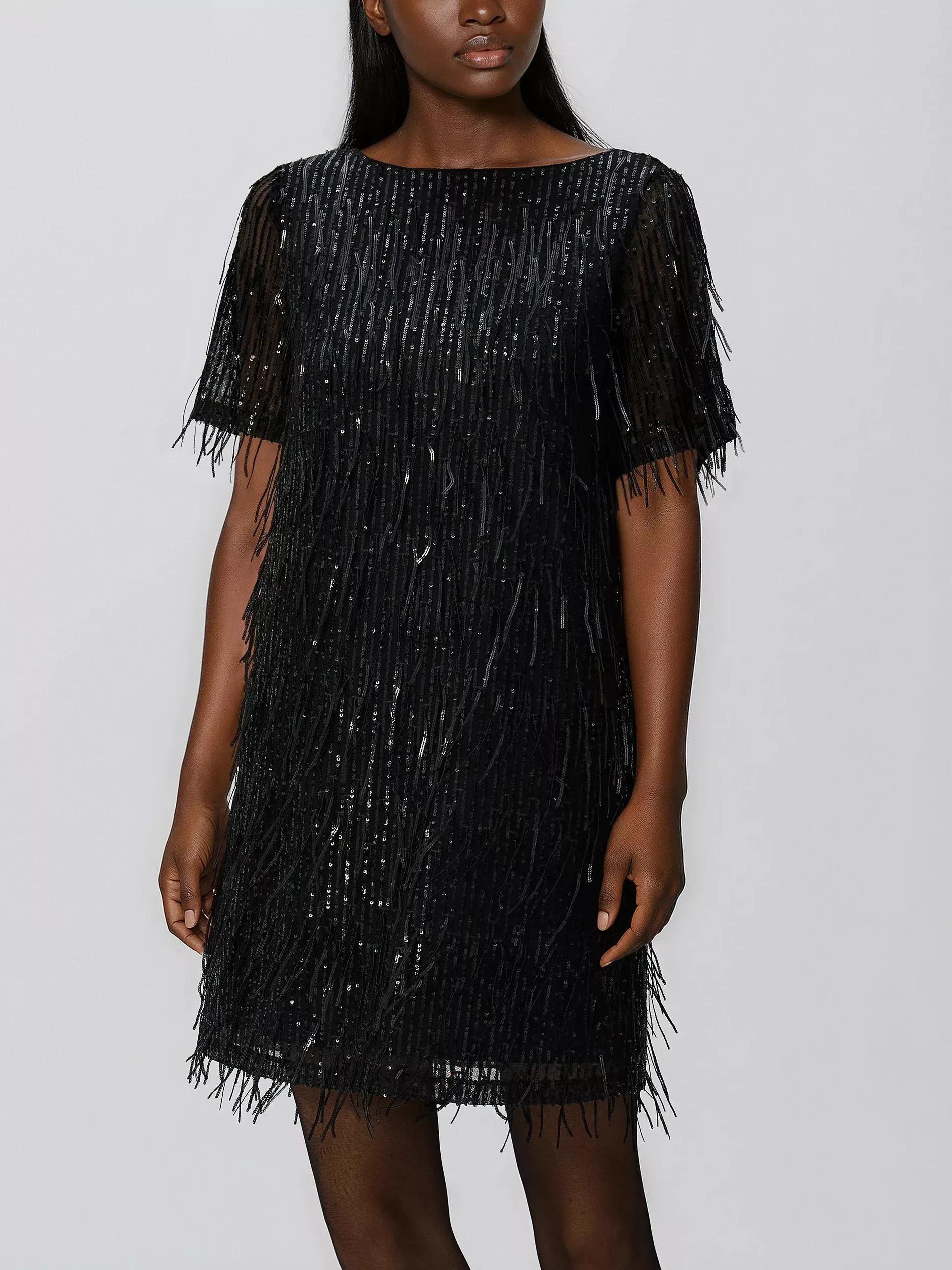 Black Sequin Mini Dress, Black, large image number 2