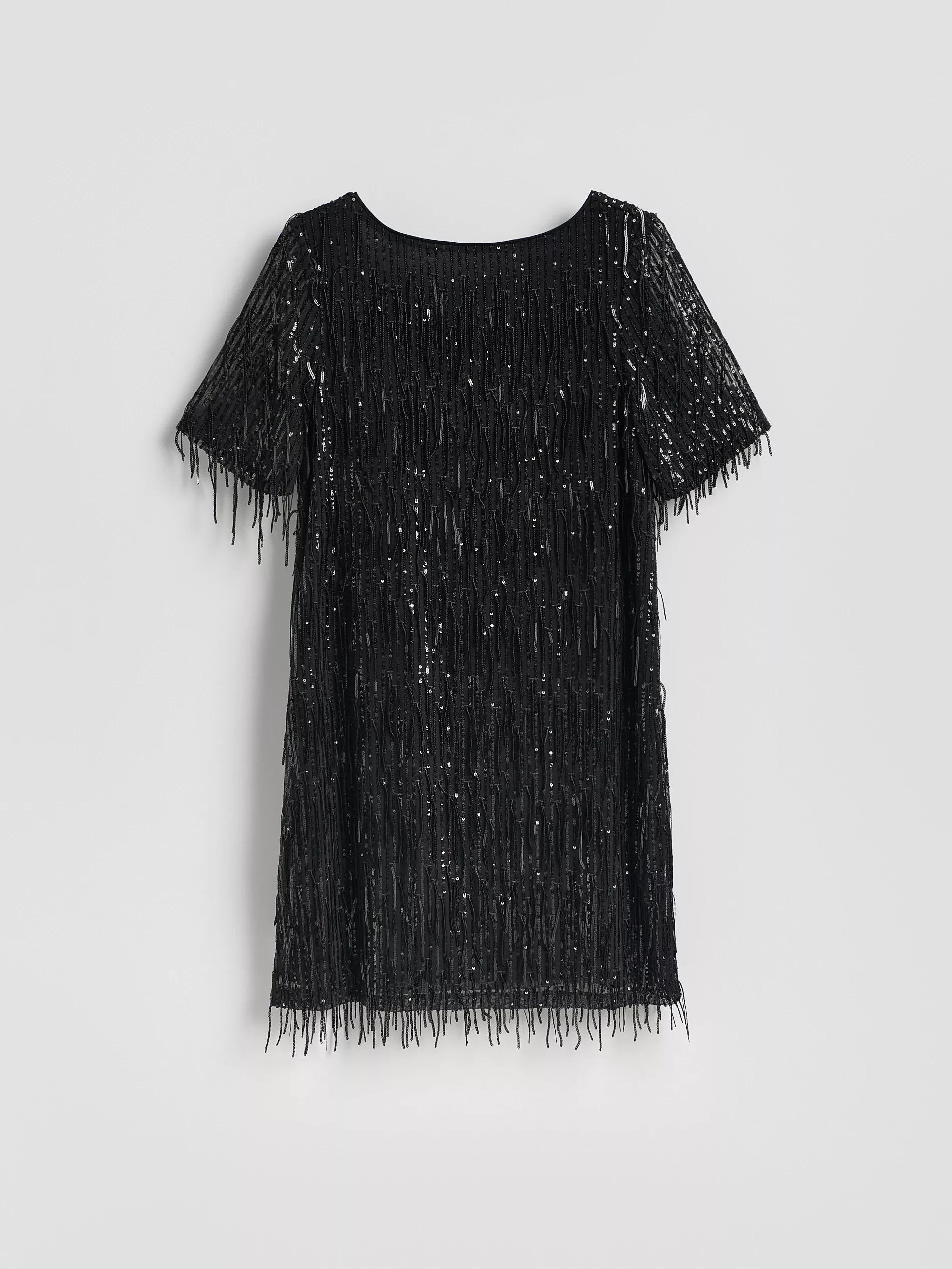 Black Sequin Mini Dress, Black, large image number 4