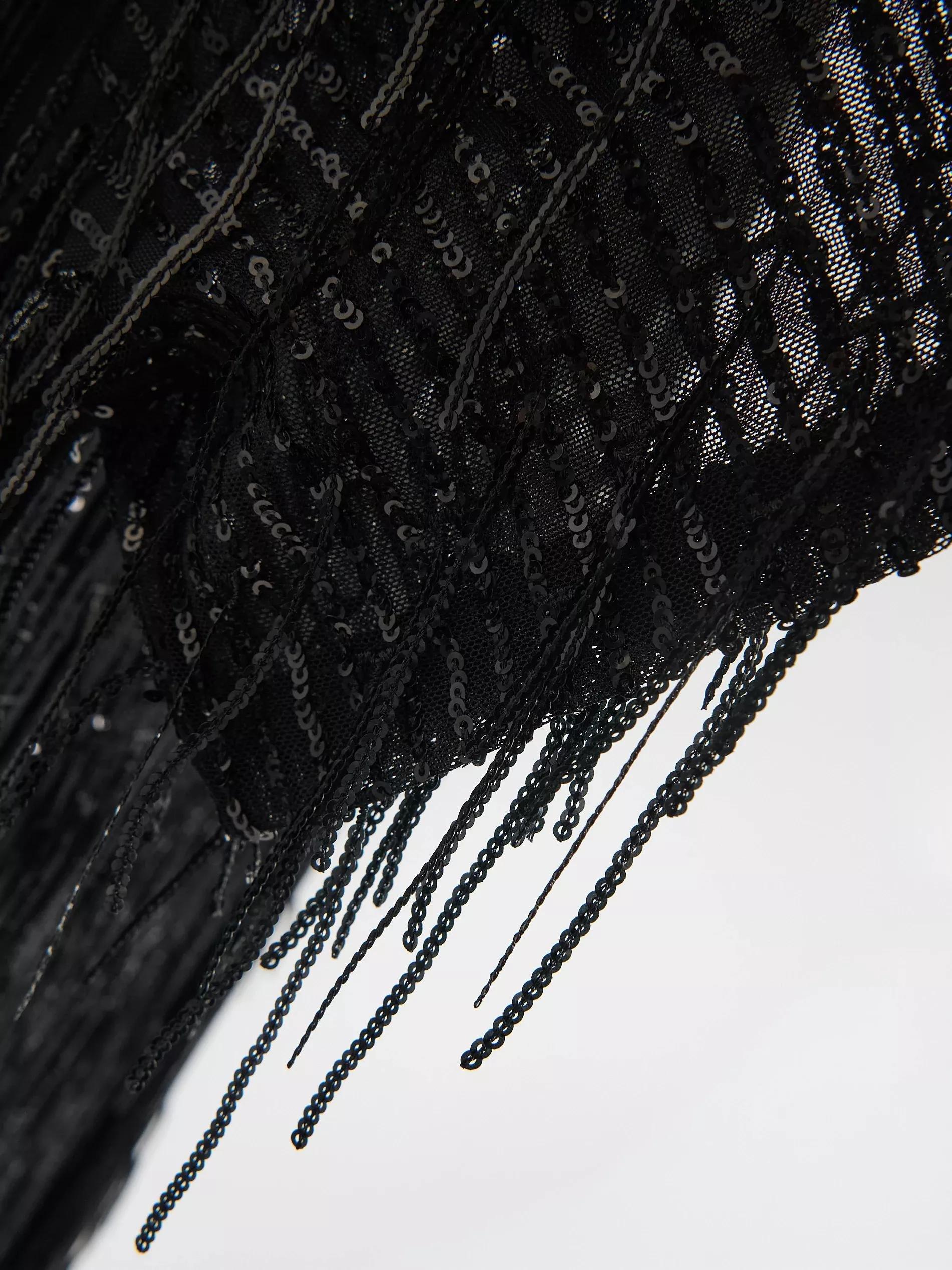 Black Sequin Mini Dress, Black, large image number 5