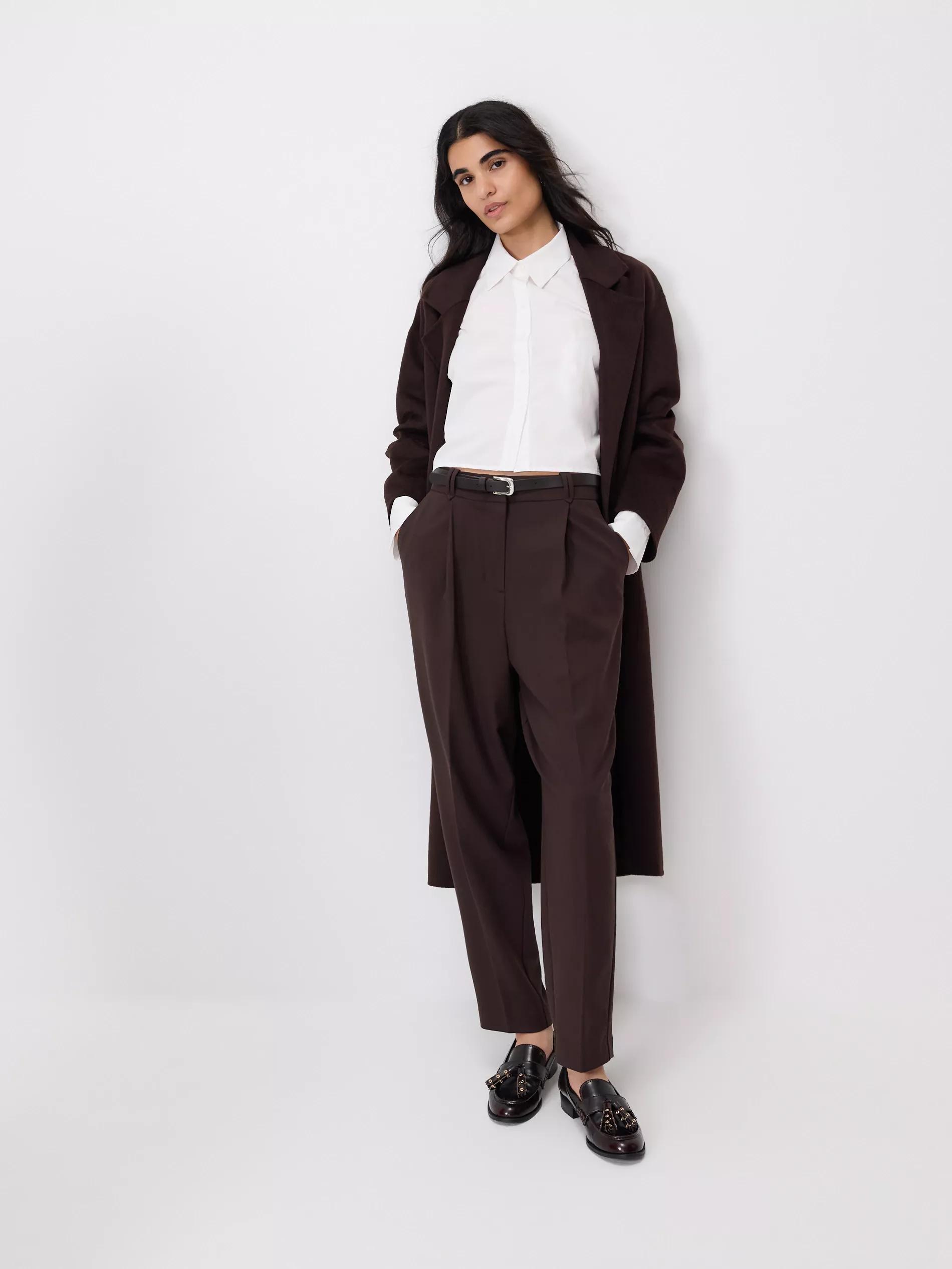 Brown Cigarette Trousers With Belt, Brown, large image number 0