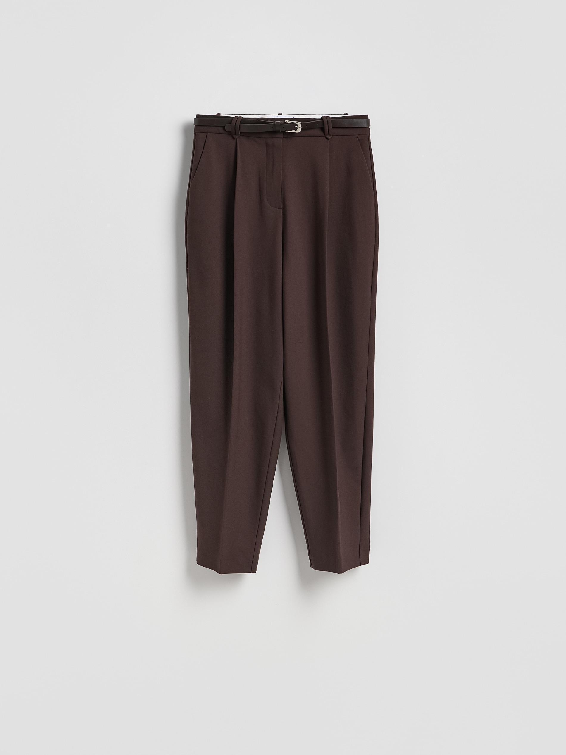 Brown Cigarette Trousers With Belt, Brown, large image number 4