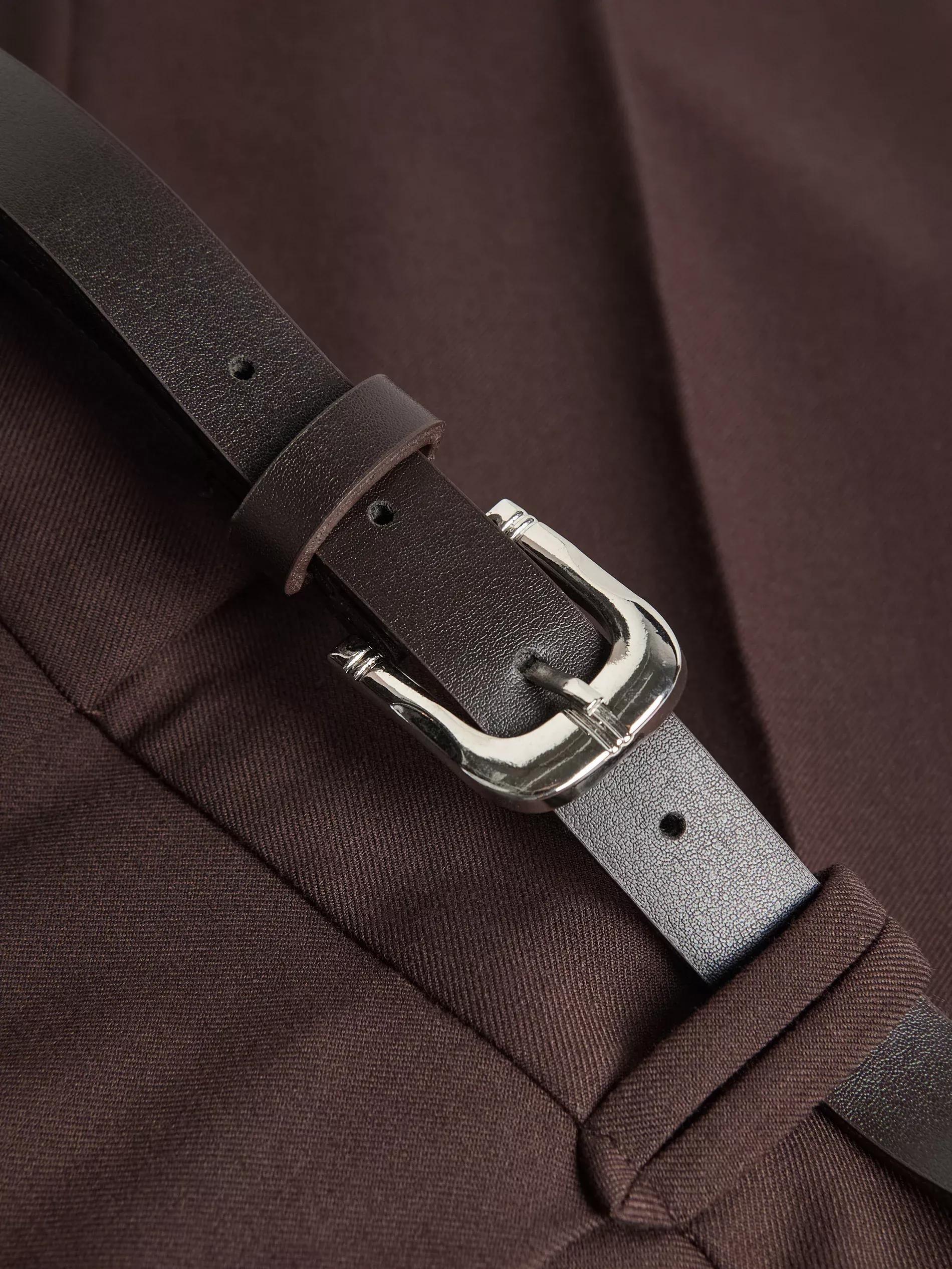 Brown Cigarette Trousers With Belt, Brown, large image number 5