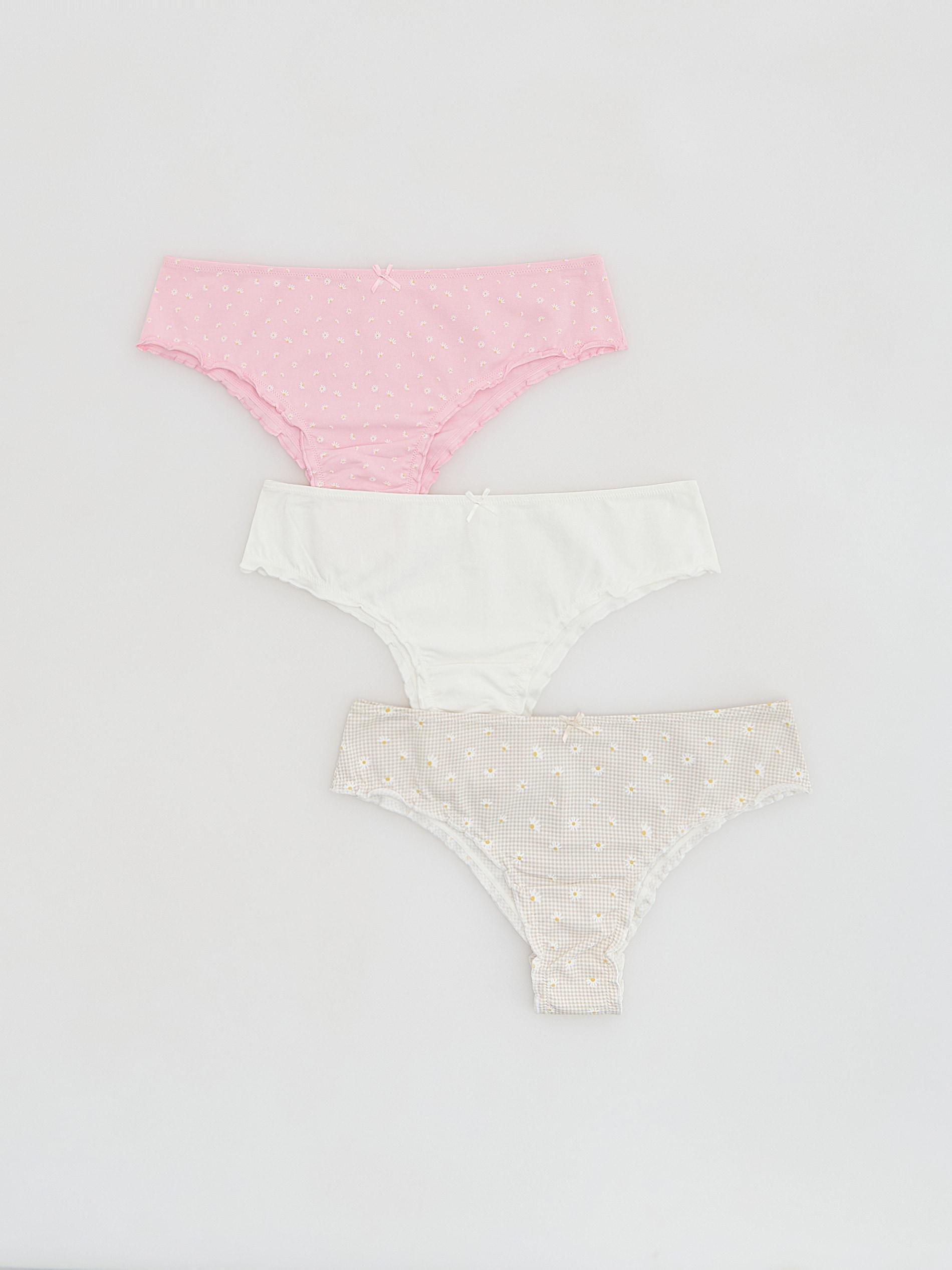 Pink Patterned Brazilian Panties 3 Pack, Pink, large image number 0