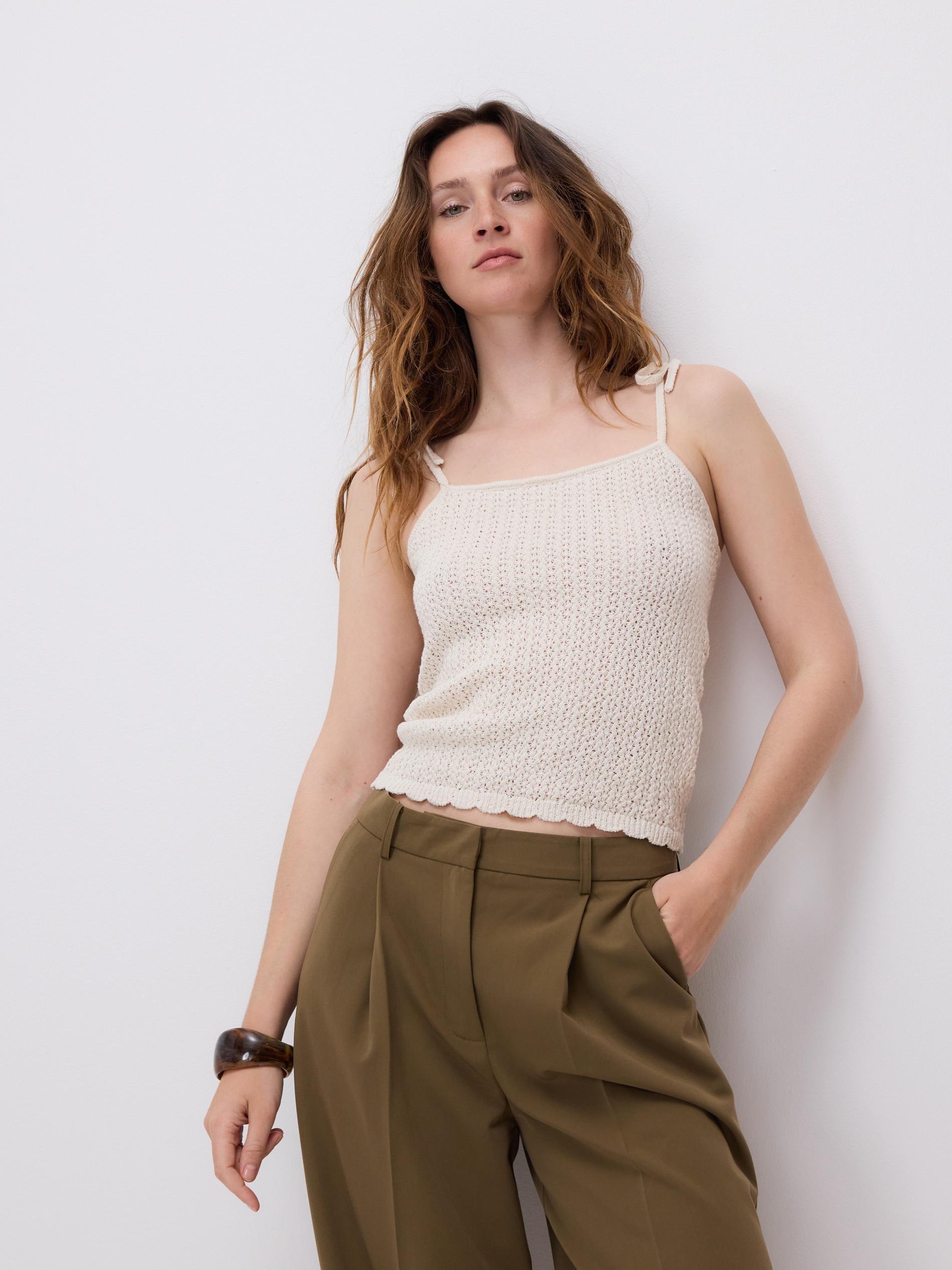 Beige Cotton Rich Top, Ivory, large image number 4