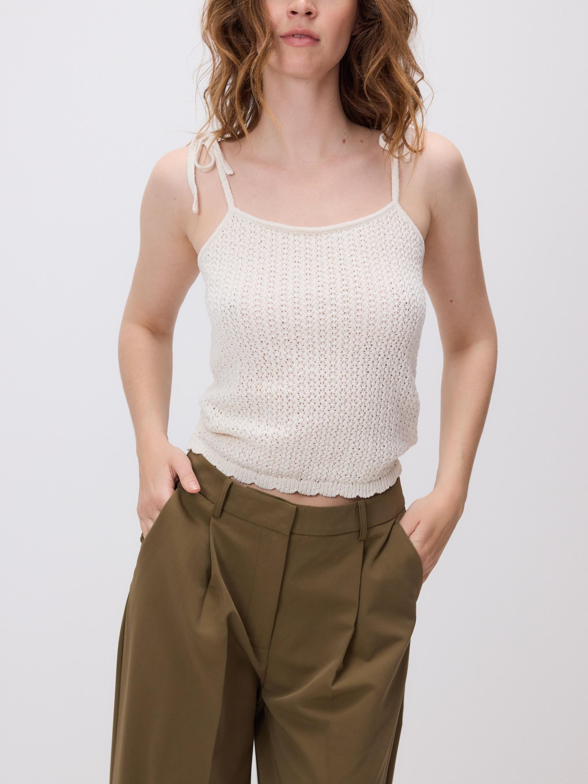 Beige Cotton Rich Top, Ivory, large image number 5