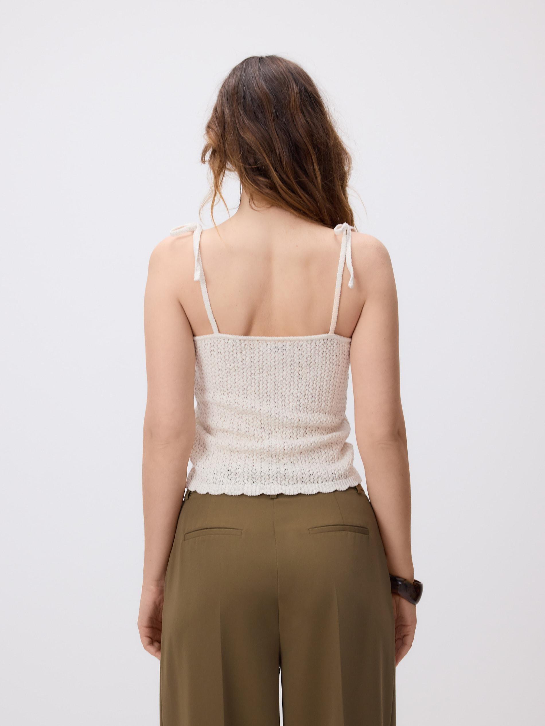 Beige Cotton Rich Top, Ivory, large image number 6
