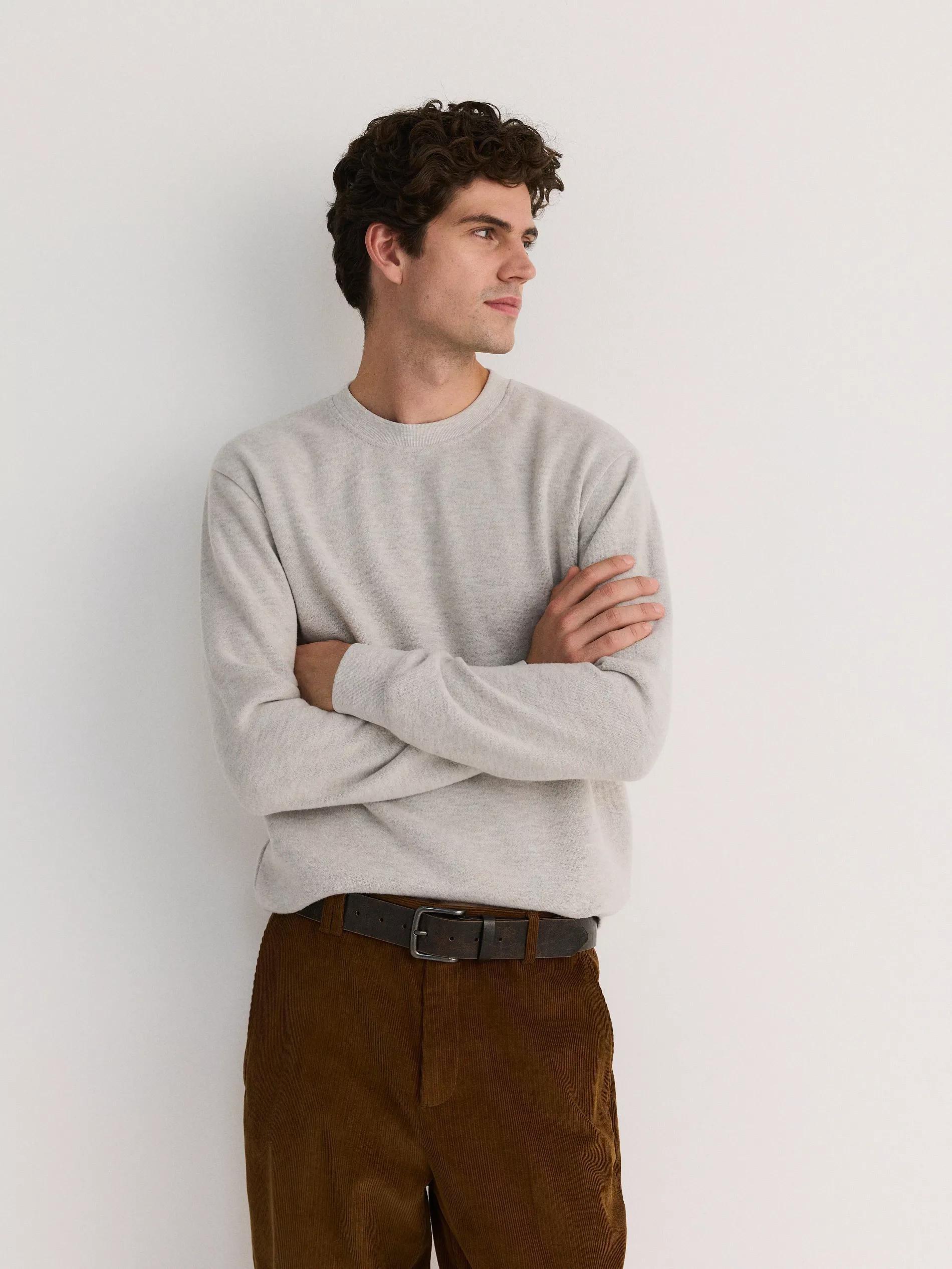 Cream Round Neck Jogging Tops, , large image number 1
