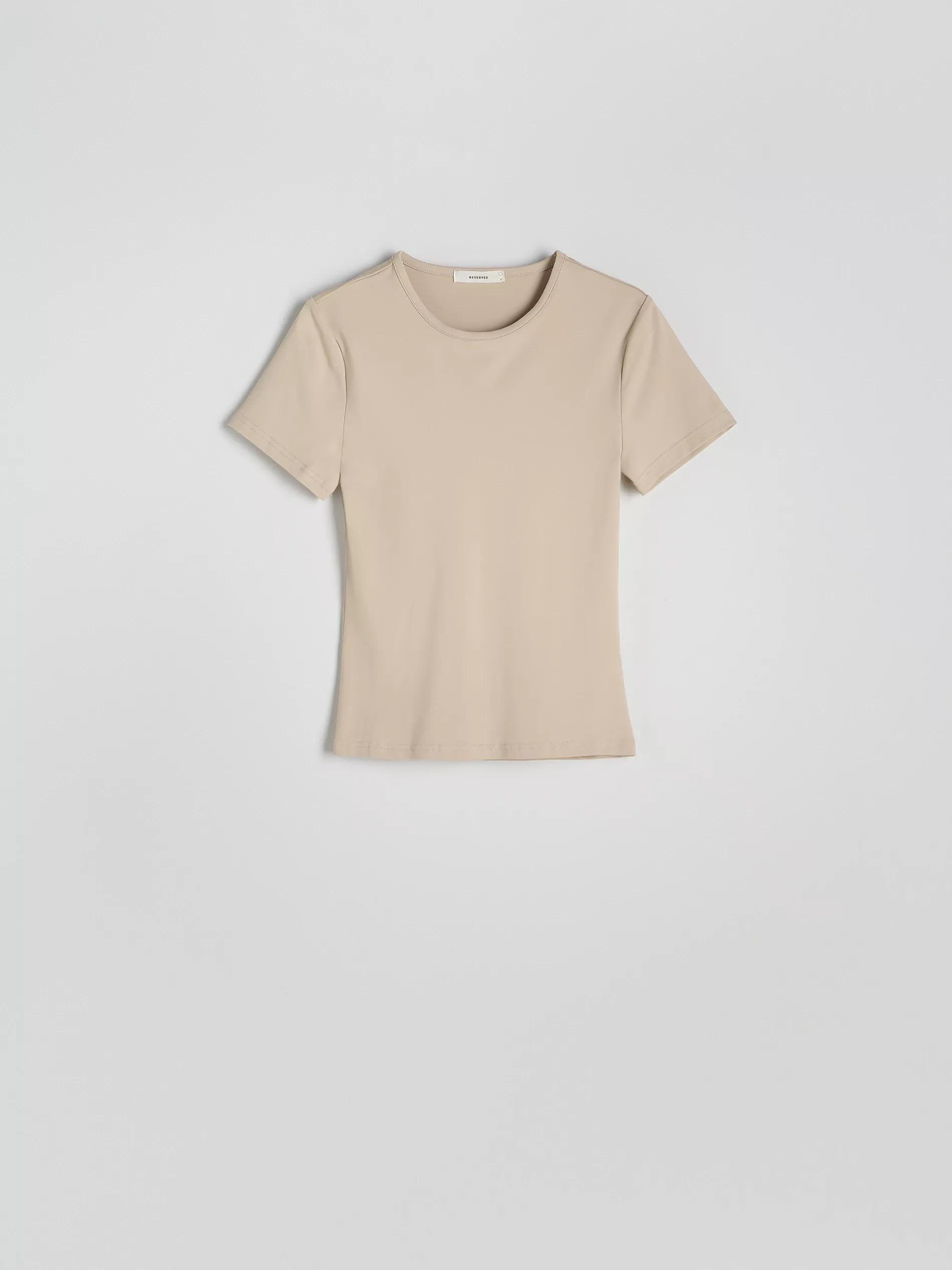 Beige Plain Basic Athleisure T-Shirt, Beige, large image number 4