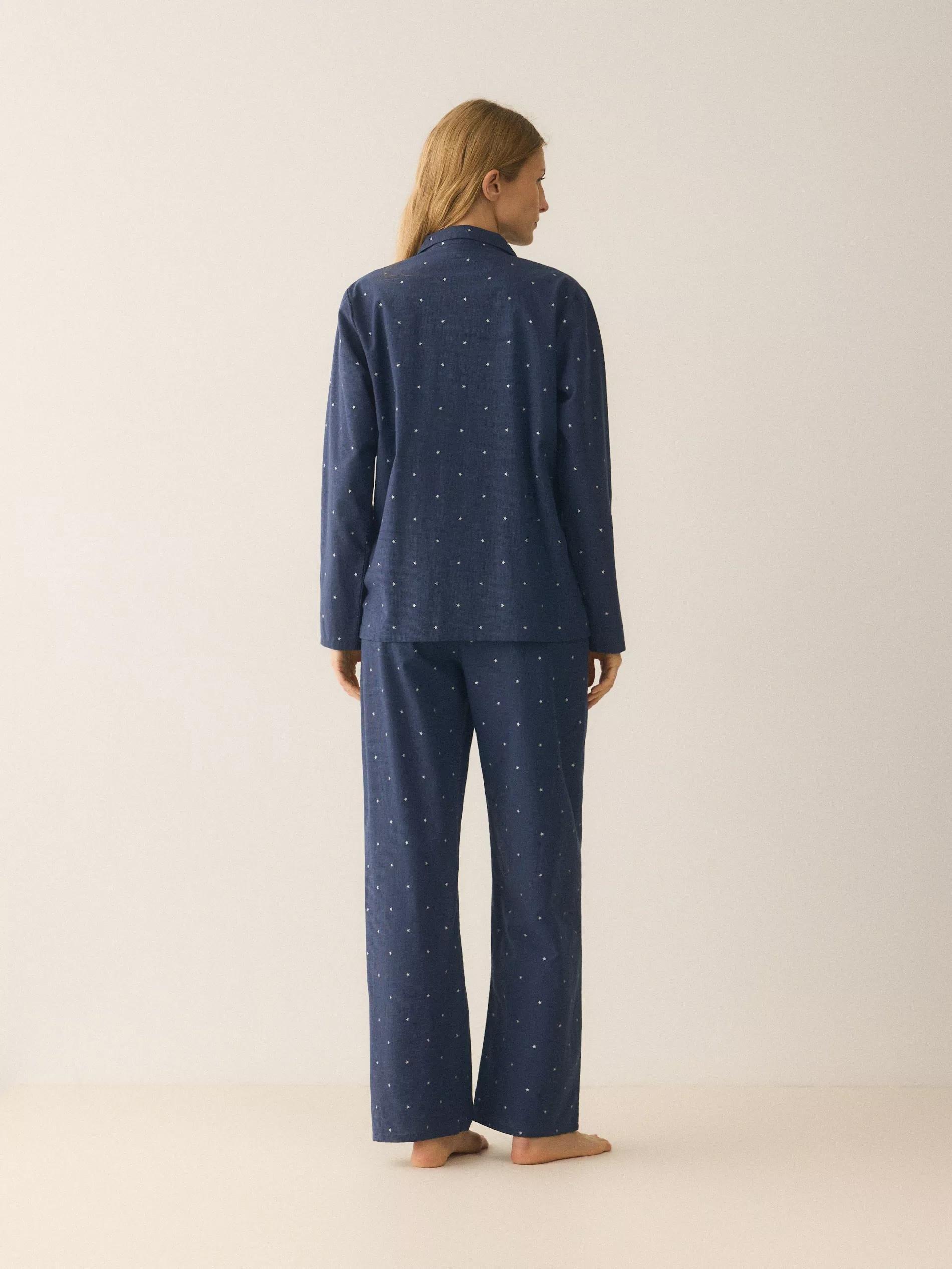 Navy Two Piece Cotton Pyjama Set, Navy, large image number 3