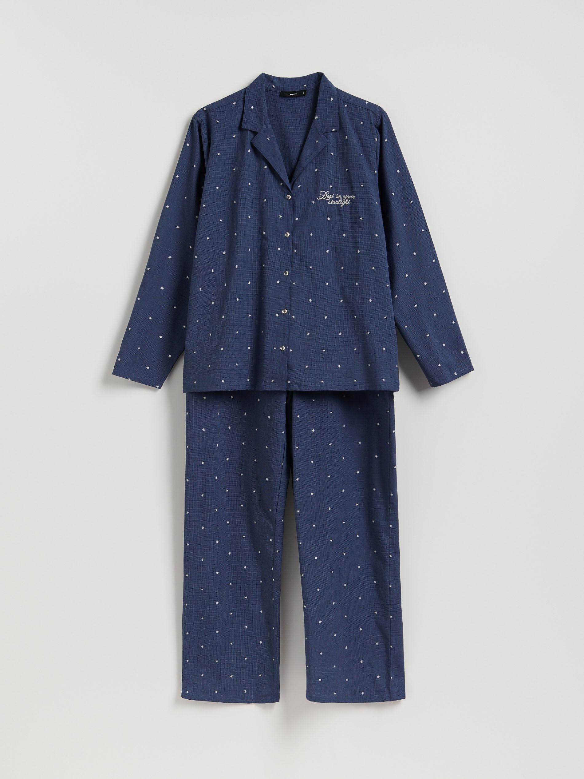 Navy Two Piece Cotton Pyjama Set, Navy, large image number 4