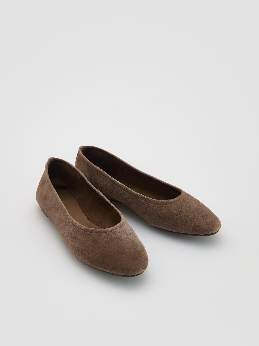 Beige Leather Ballerinas, Beige, large image number 0