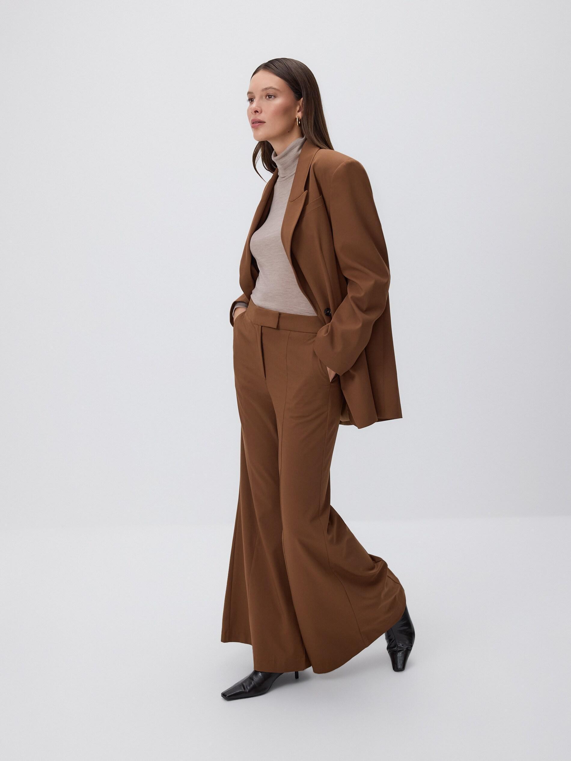 Brown Wide Leg Trousers, Brown, medium