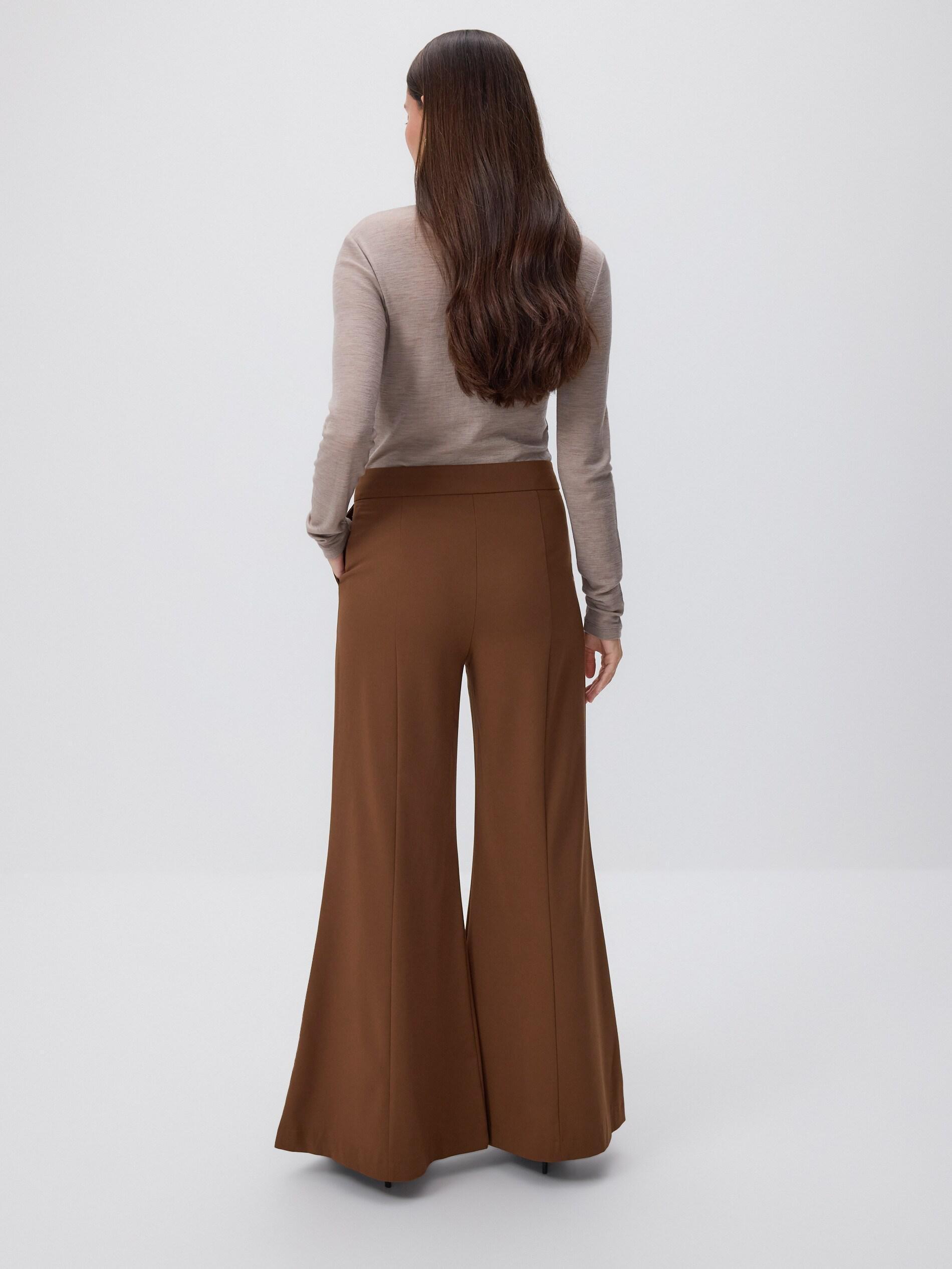 Brown Wide Leg Trousers, Brown, large image number 2