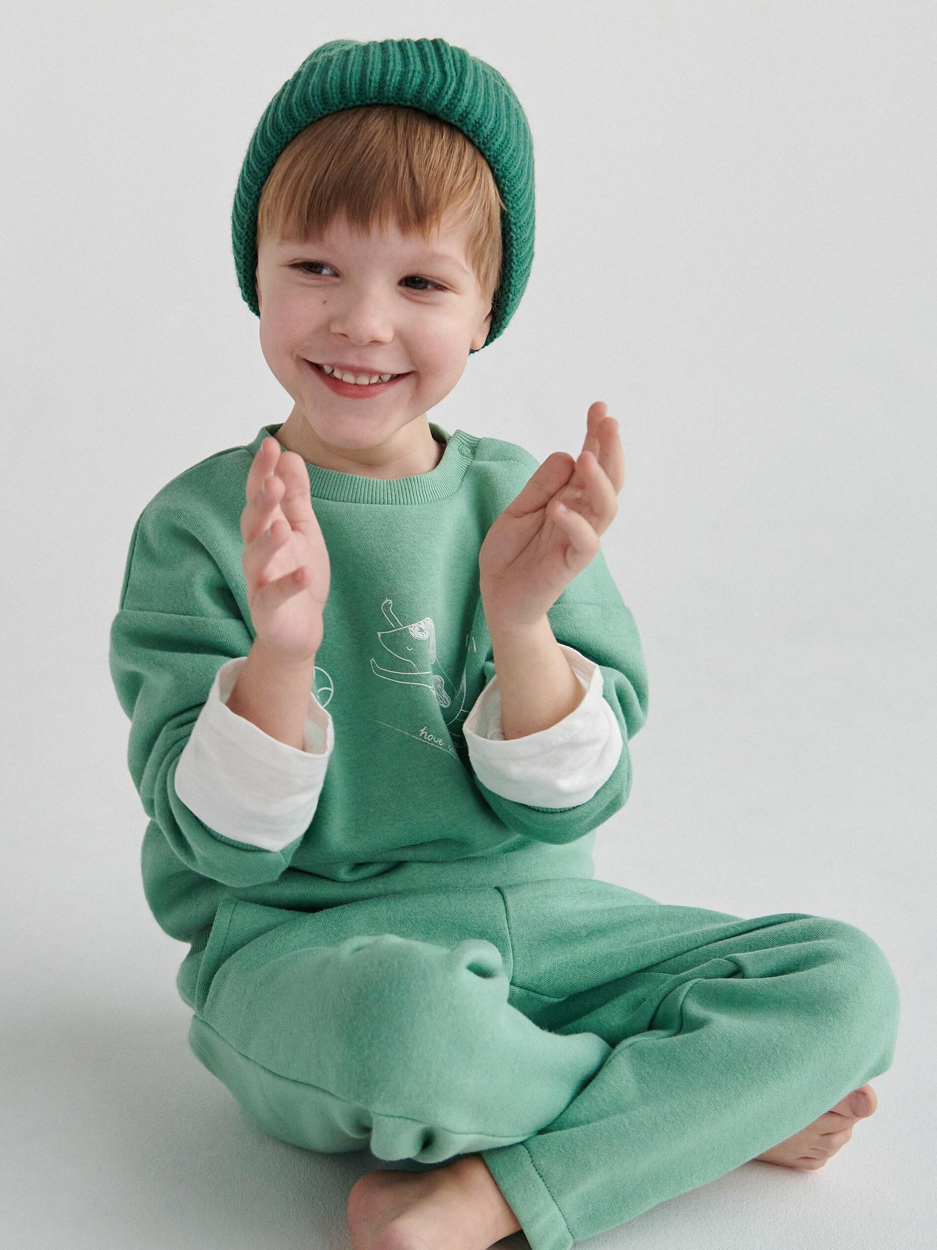 Mint Green Sweatpants With Pockets, Kids Boy, , large image number 0