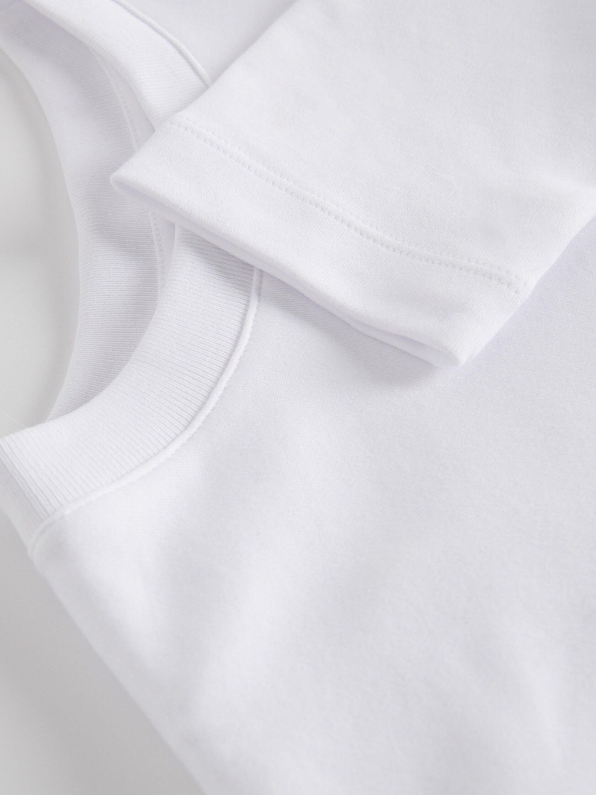 White Long Sleeve Cotton T-Shirt, White, large image number 4
