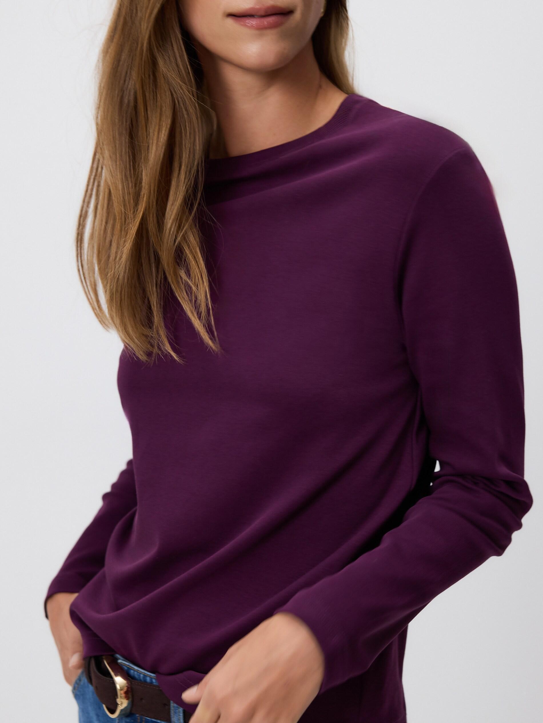 Purple Mercerised Cotton Rich Long Sleeve T-Shirt, Purple, large image number 0