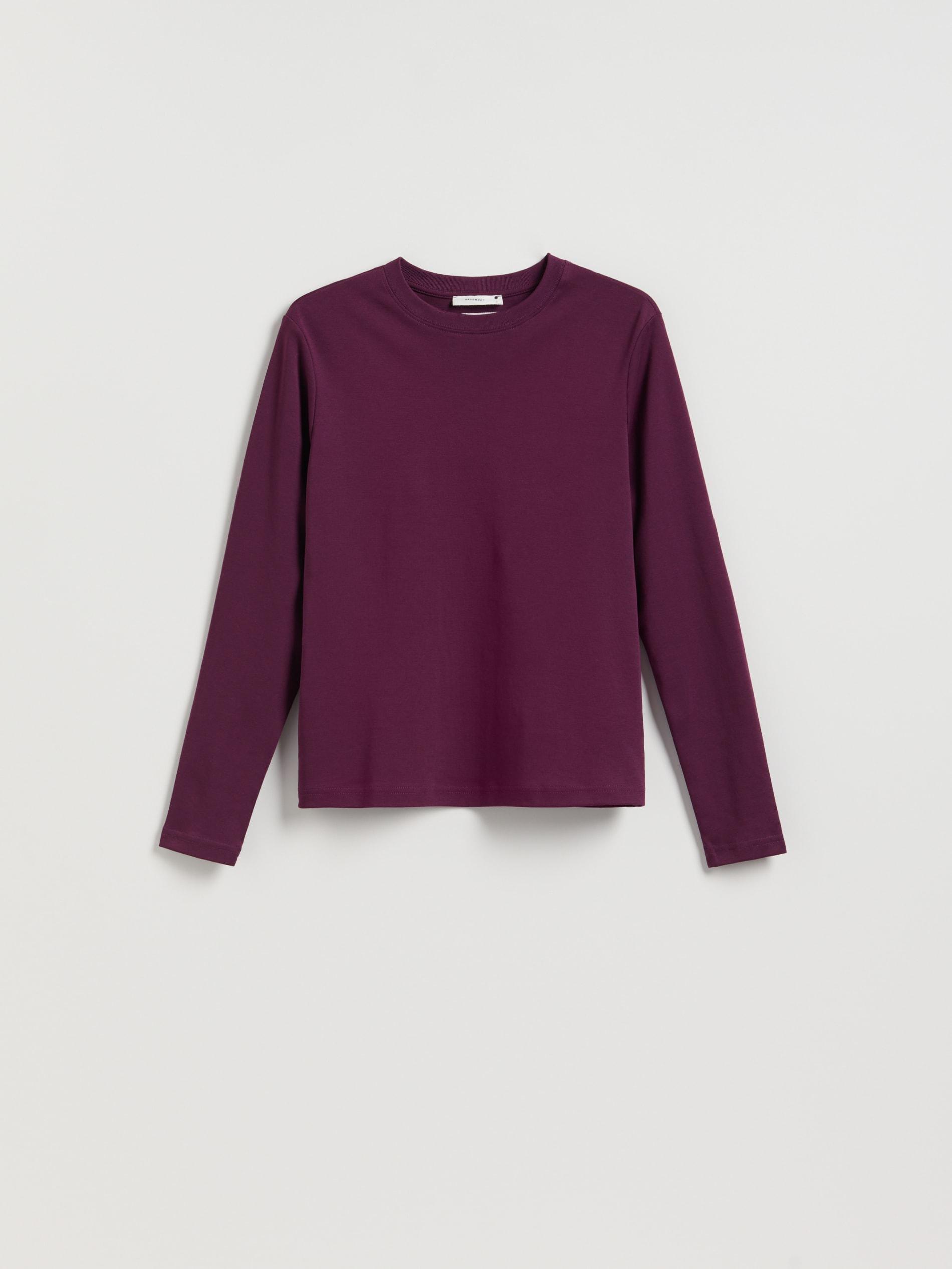 Purple Mercerised Cotton Rich Long Sleeve T-Shirt, Purple, large image number 4