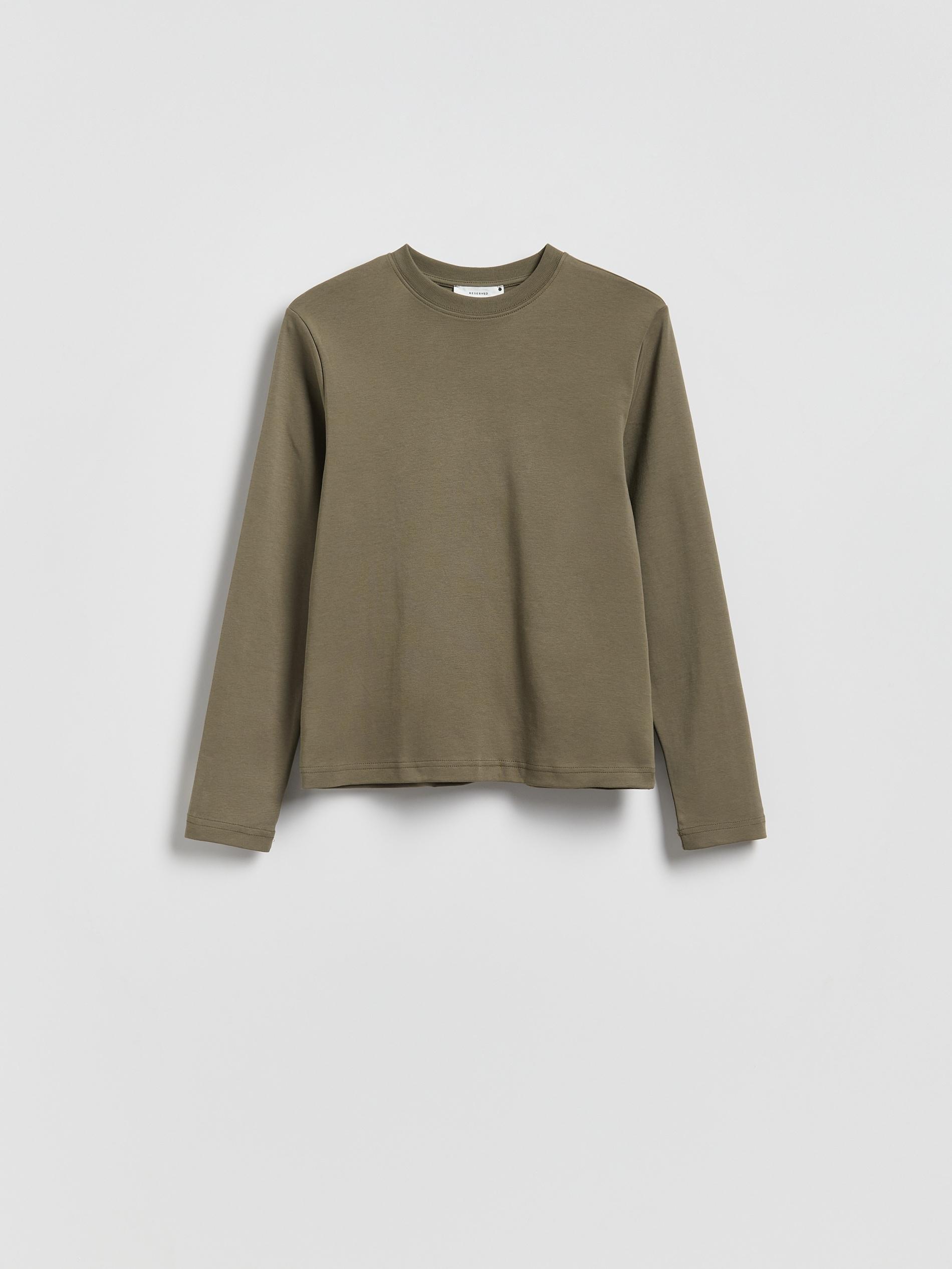 Green Mercerised Cotton Rich Long Sleeve T-Shirt, Green, large image number 2