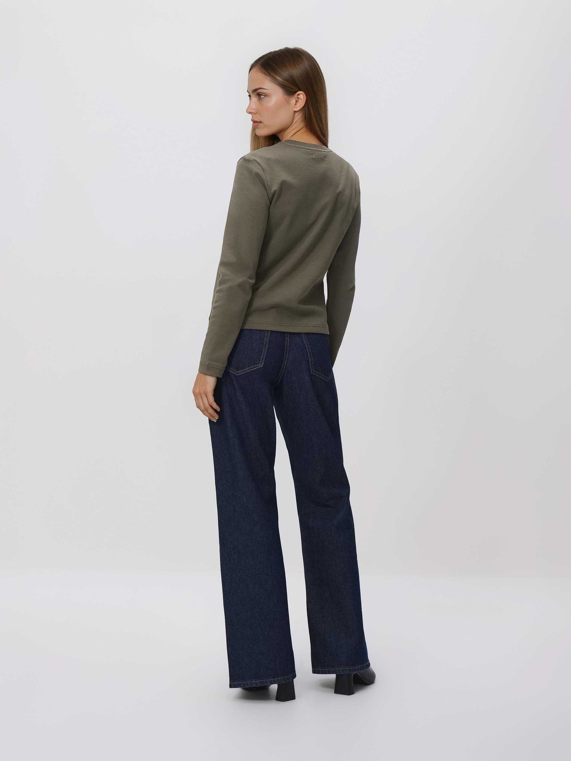 Green Mercerised Cotton Rich Long Sleeve T-Shirt, Green, large image number 5