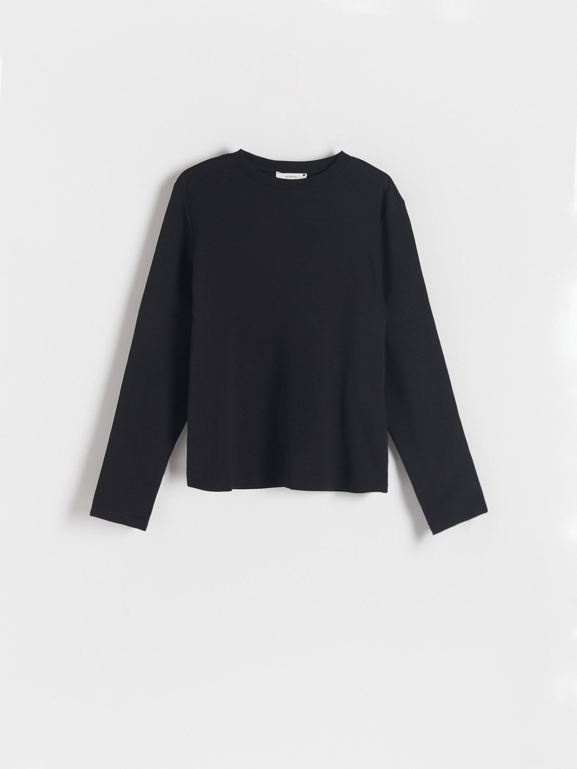 تيشيرت طويل الكم قطن أسود, Black, medium